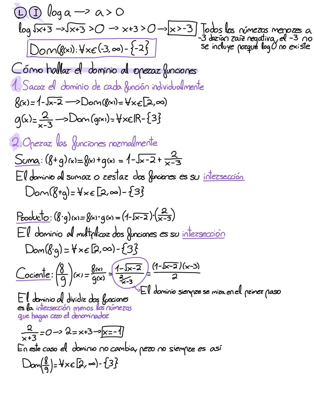 Dominio
los
Se buscan los valores paza
Si ese conjunto es infinito, se indican los
рача
Cómo hallaz el dominio
1. ¿Cómo es la función?
1
f(x