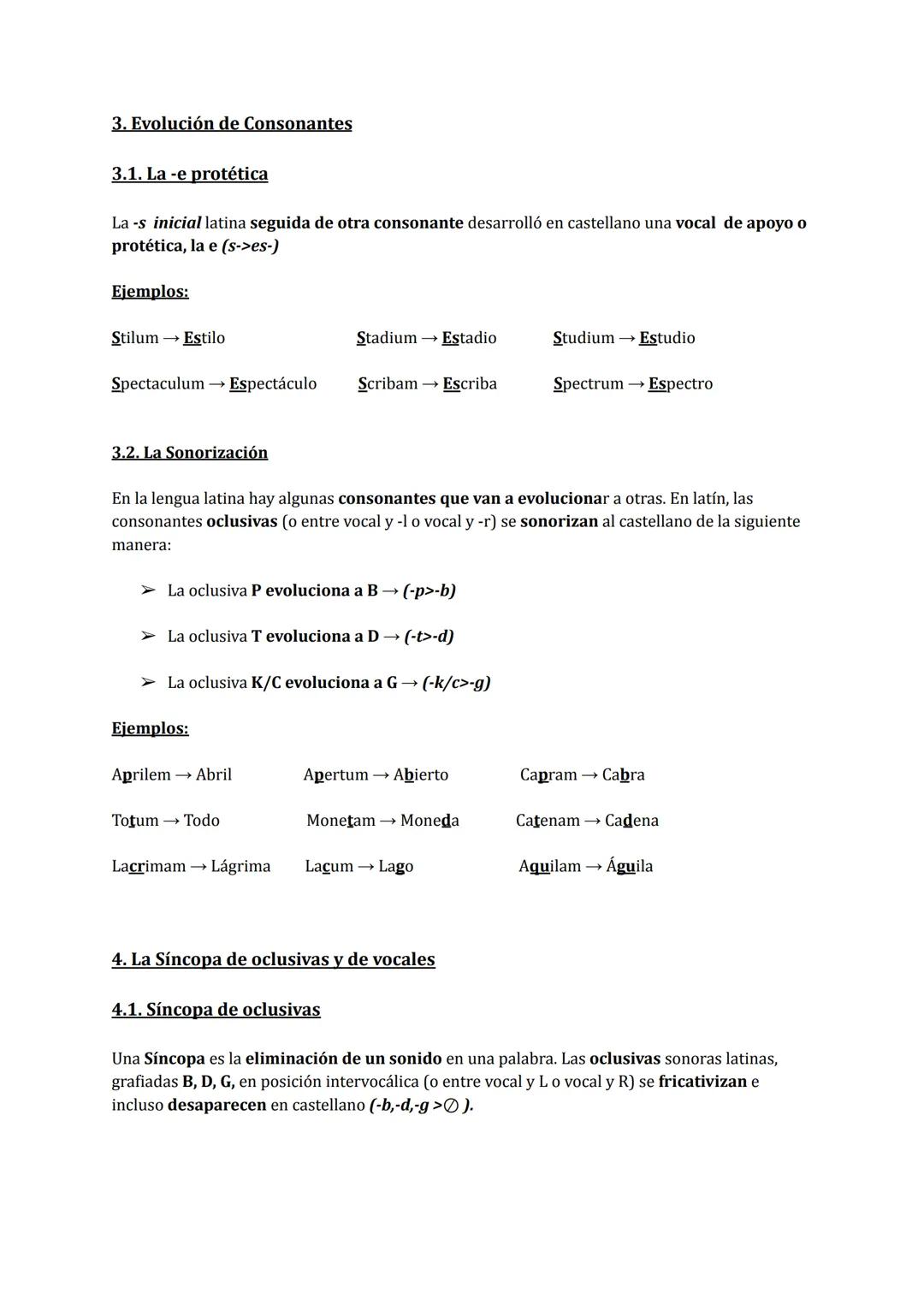 # LATÍN 4º ESO
EVOLUCIÓN FONÉTICA
1. Apócopes
La Apócope se refiere a la pérdida de un fonema o sílaba al final de una palabra. En el
pro