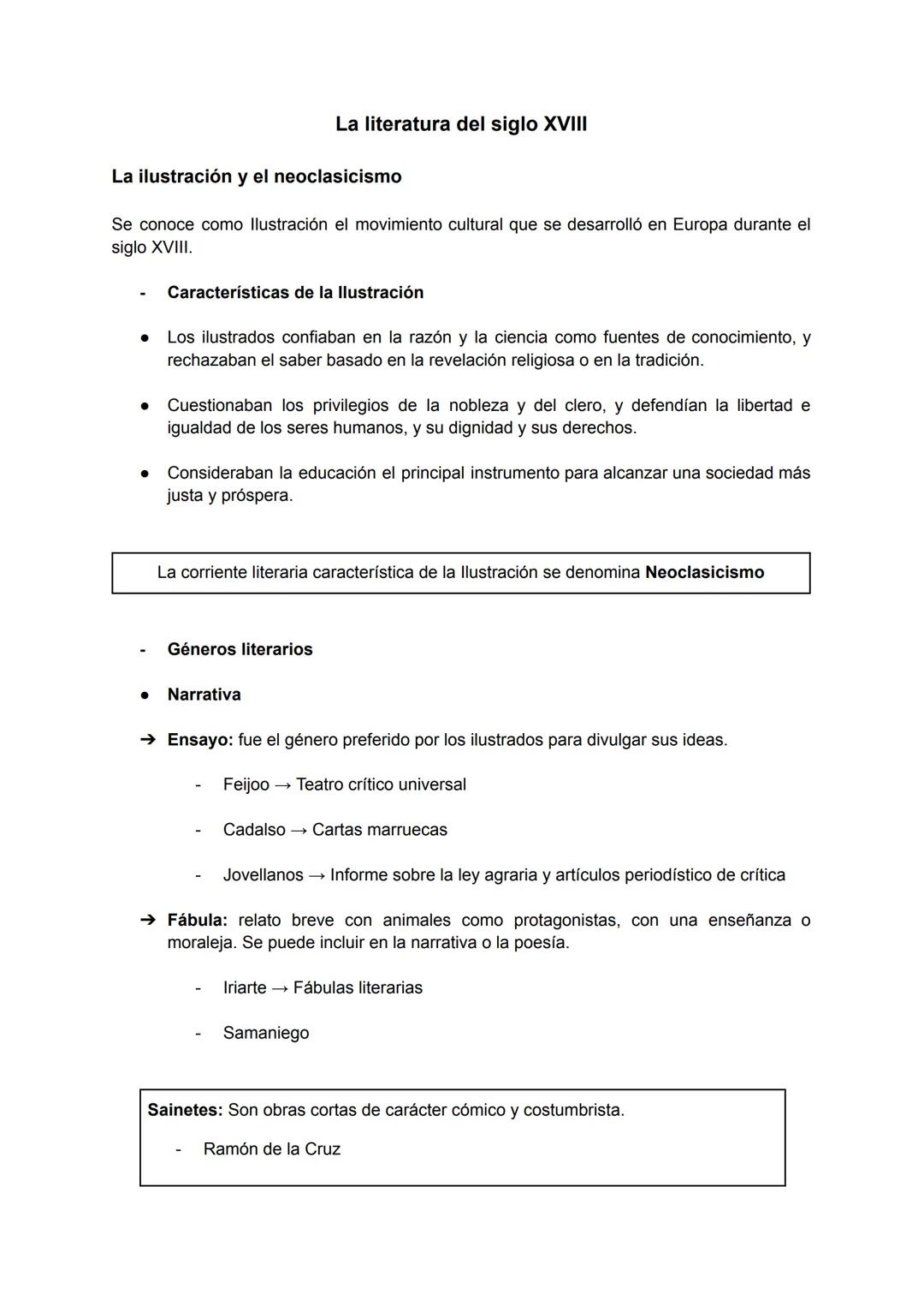 # La literatura del siglo XVIII
La ilustración y el neoclasicismo
Se conoce como Ilustración el movimiento cultural que se desarrolló en E