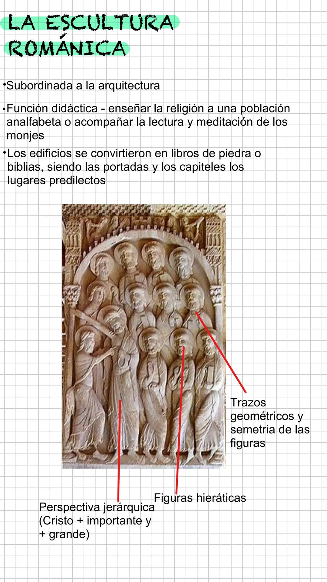 # CARACTERÍSTICAS
GENERALES
* Escuelas arquitectónicas - Uso arco de medio punto y
bóveda de cañón (elementos sostenidos) y necesidad
de