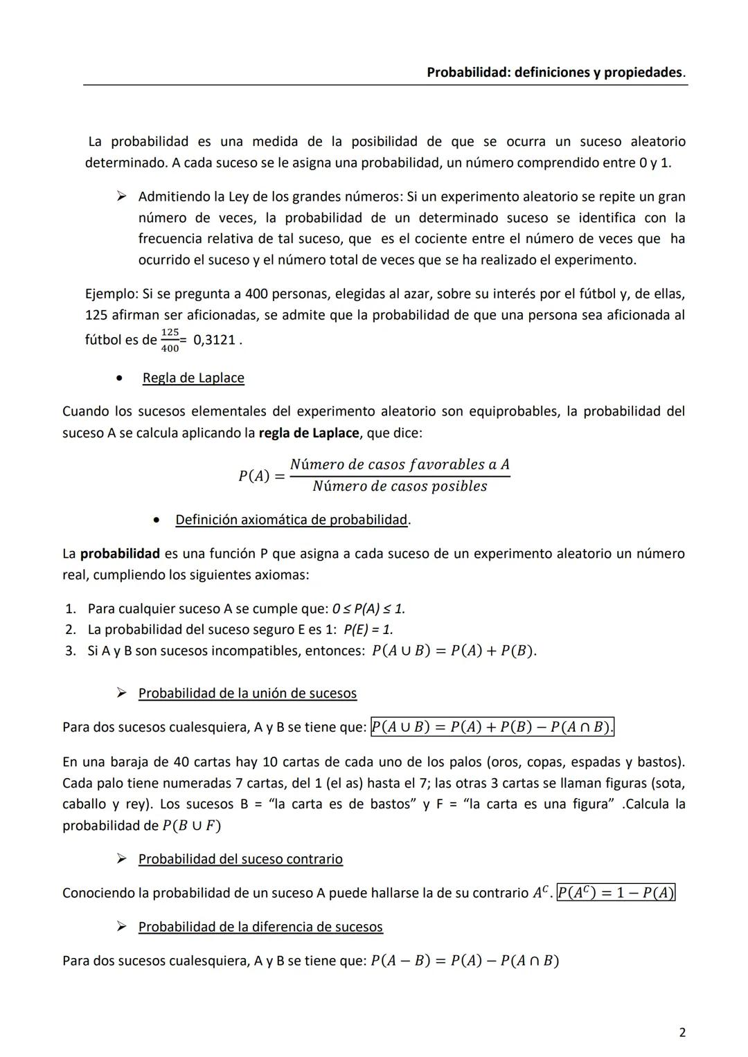 ●
PROBABILIDAD
Un experimento se dice que es aleatorio cuando no se puede predecir su resultado;
además, si se repitiese el mismo experiment