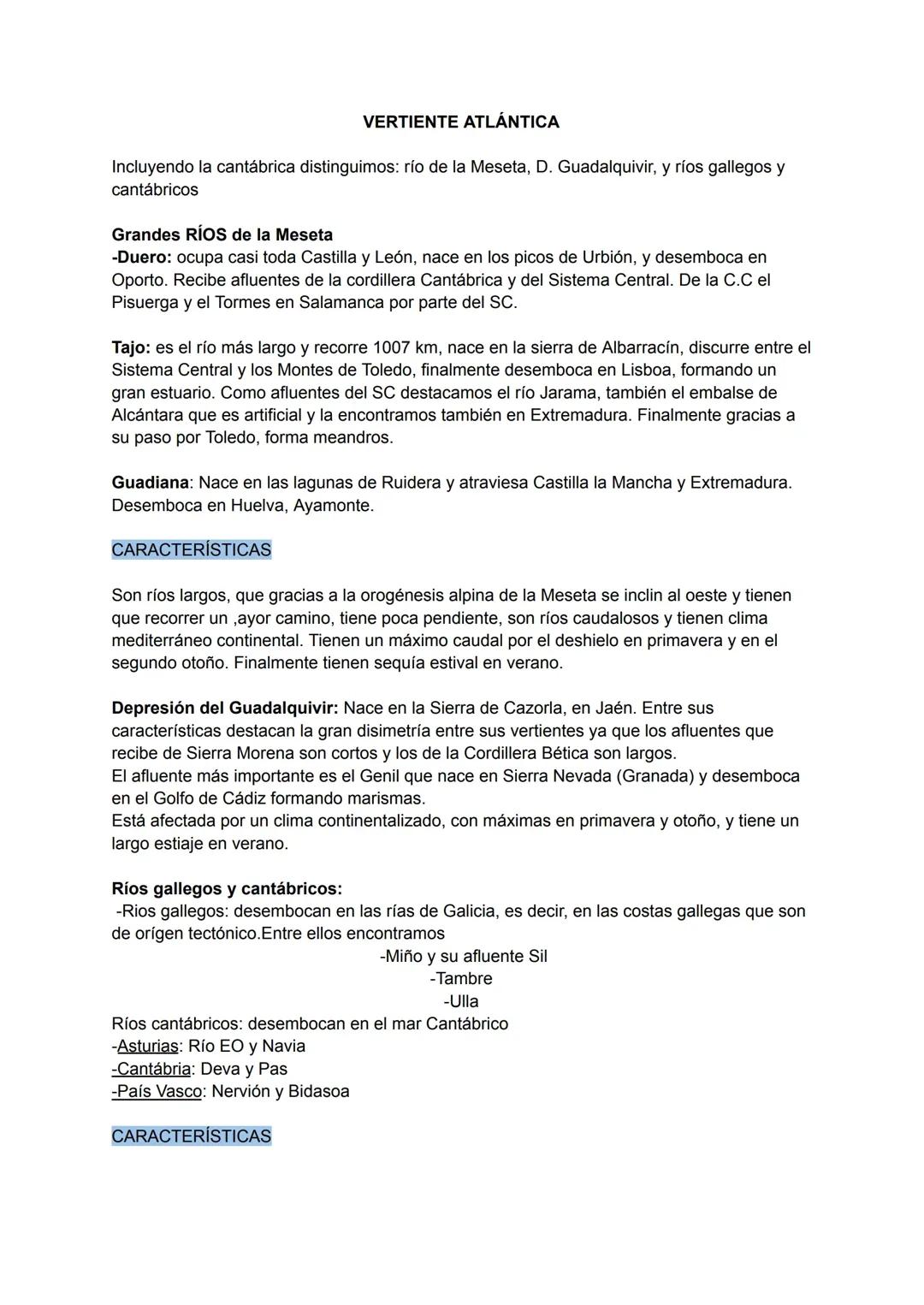La hidrografía en España, vertientes, características, lagos, lagunas y humedales, etc.
