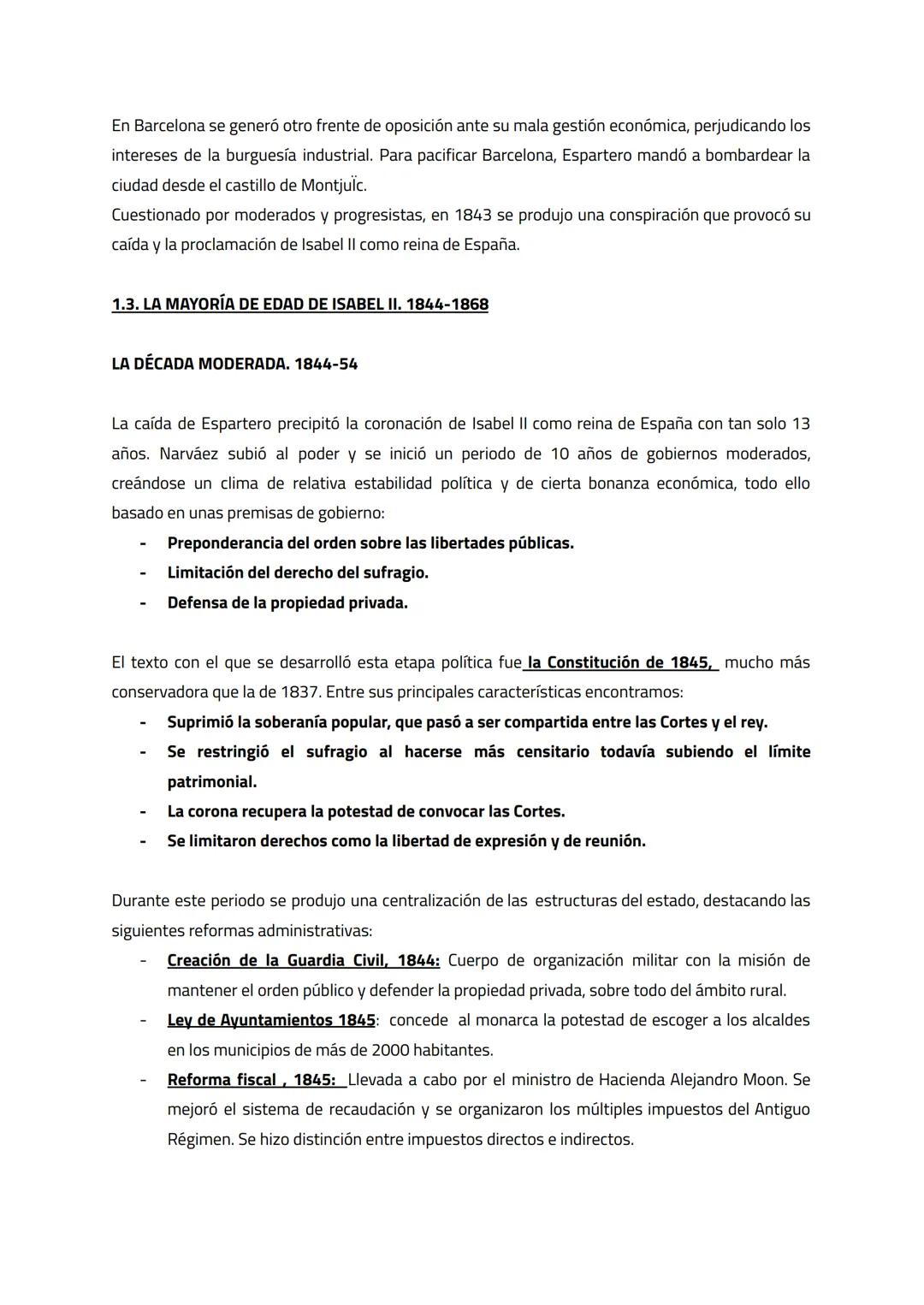 # BLOQUE 6. EL REINADO DE ISABEL II
El período iniciado en España a raíz de la muerte de Fernando VII representó el final del Antiguo
Régim
