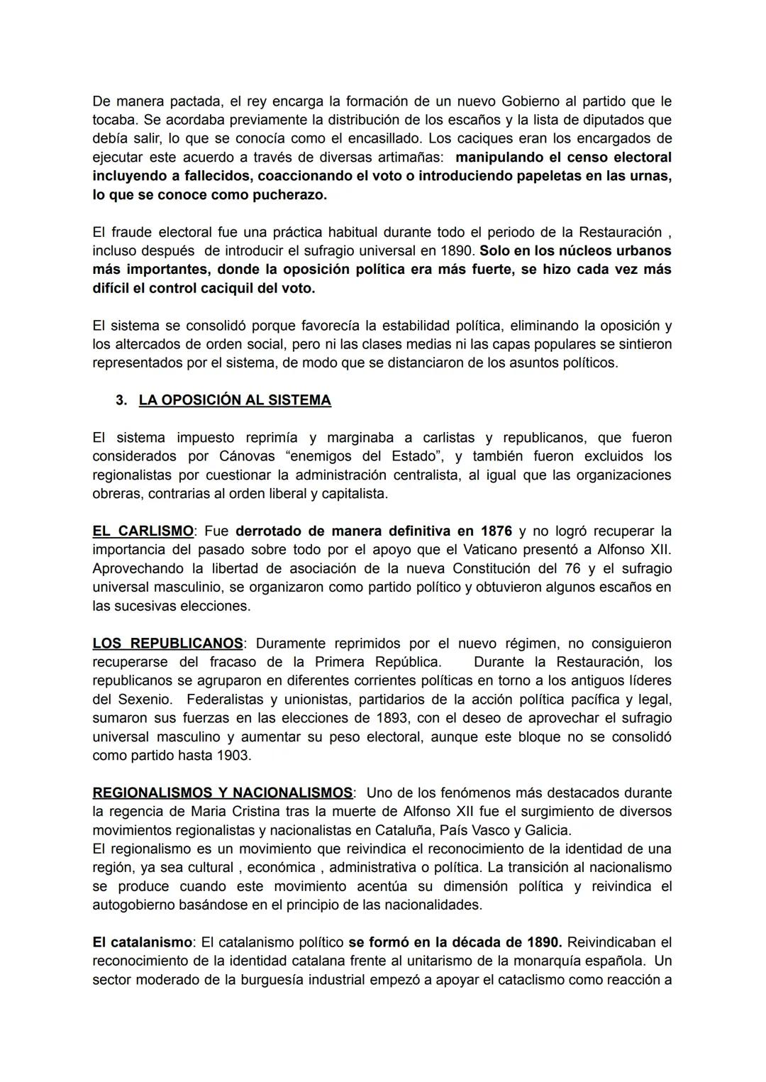 # LA RESTAURACIÓN BORBÓNICA
1. EL SISTEMA POLÍTICO DE LA RESTAURACIÓN.
La Restauración se inició con la vuelta de la monarquía en la perso