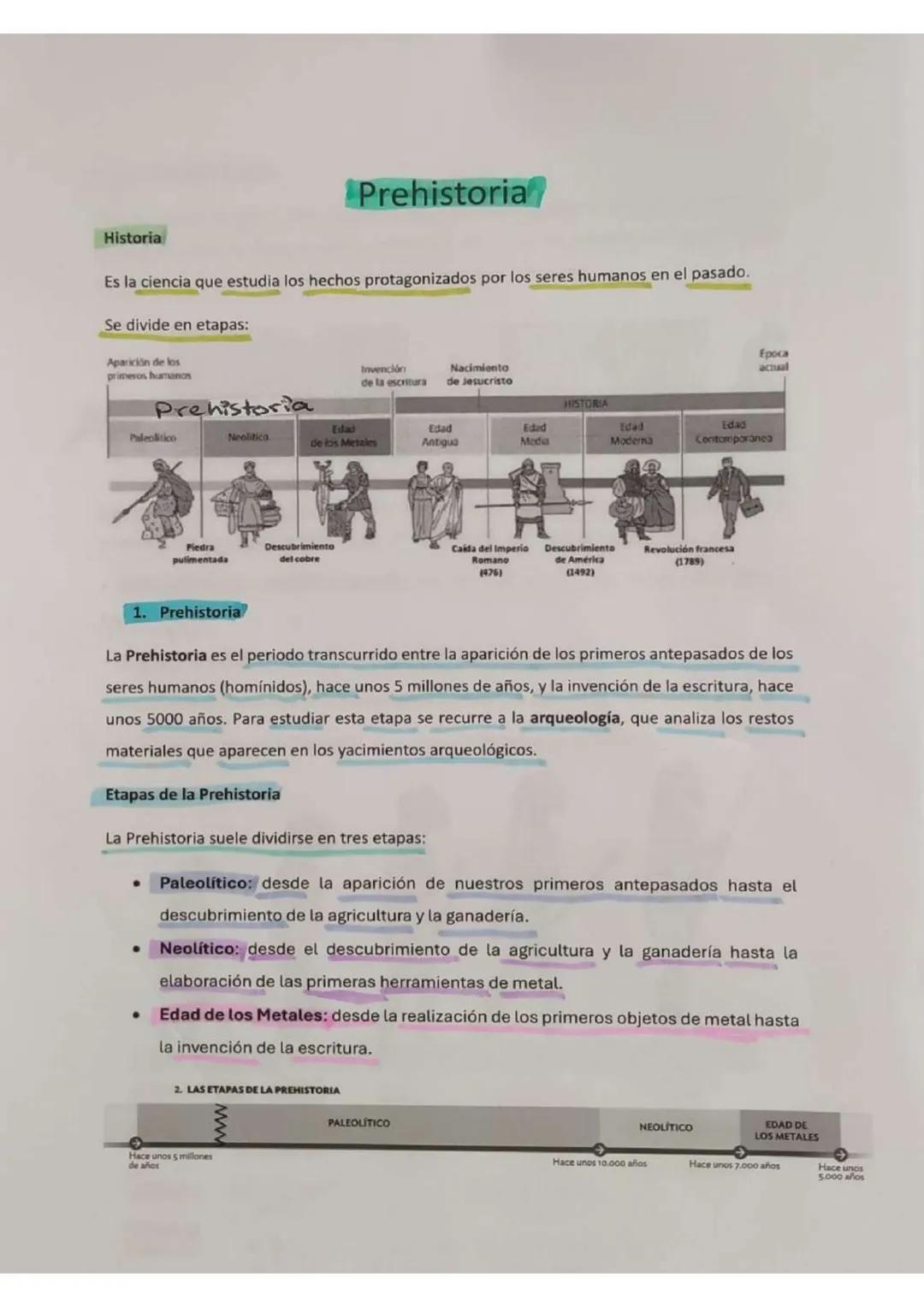 # Prehistoria
Historia
Es la ciencia que estudia los hechos protagonizados por los seres humanos en el pasado.
Se divide en etapas:
Apar