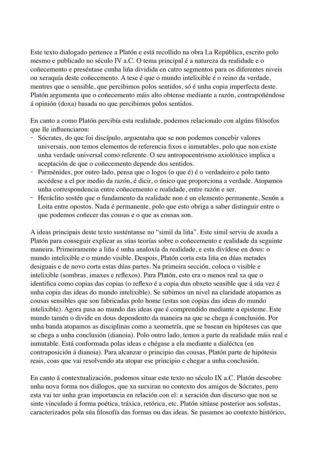 Este texto dialogado pertence a Platón e está recollido na obra La República, escrito polo
mesmo e publicado no século IV a.C. O tema princi