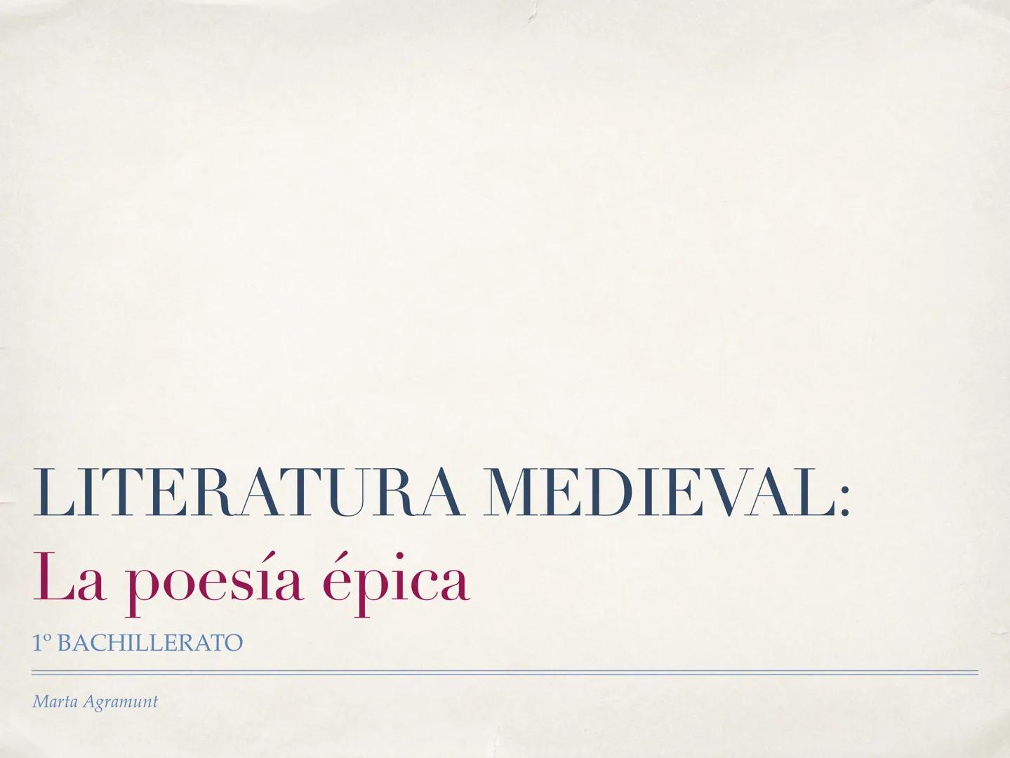 - LITERATURA MEDIEVAL:
- La poesía épica
- 1º BACHILLERATO
- Marta Agramunt # ANTES DE COMENZAR...
---
¿Qué es la poesía épica? # POESÍA É