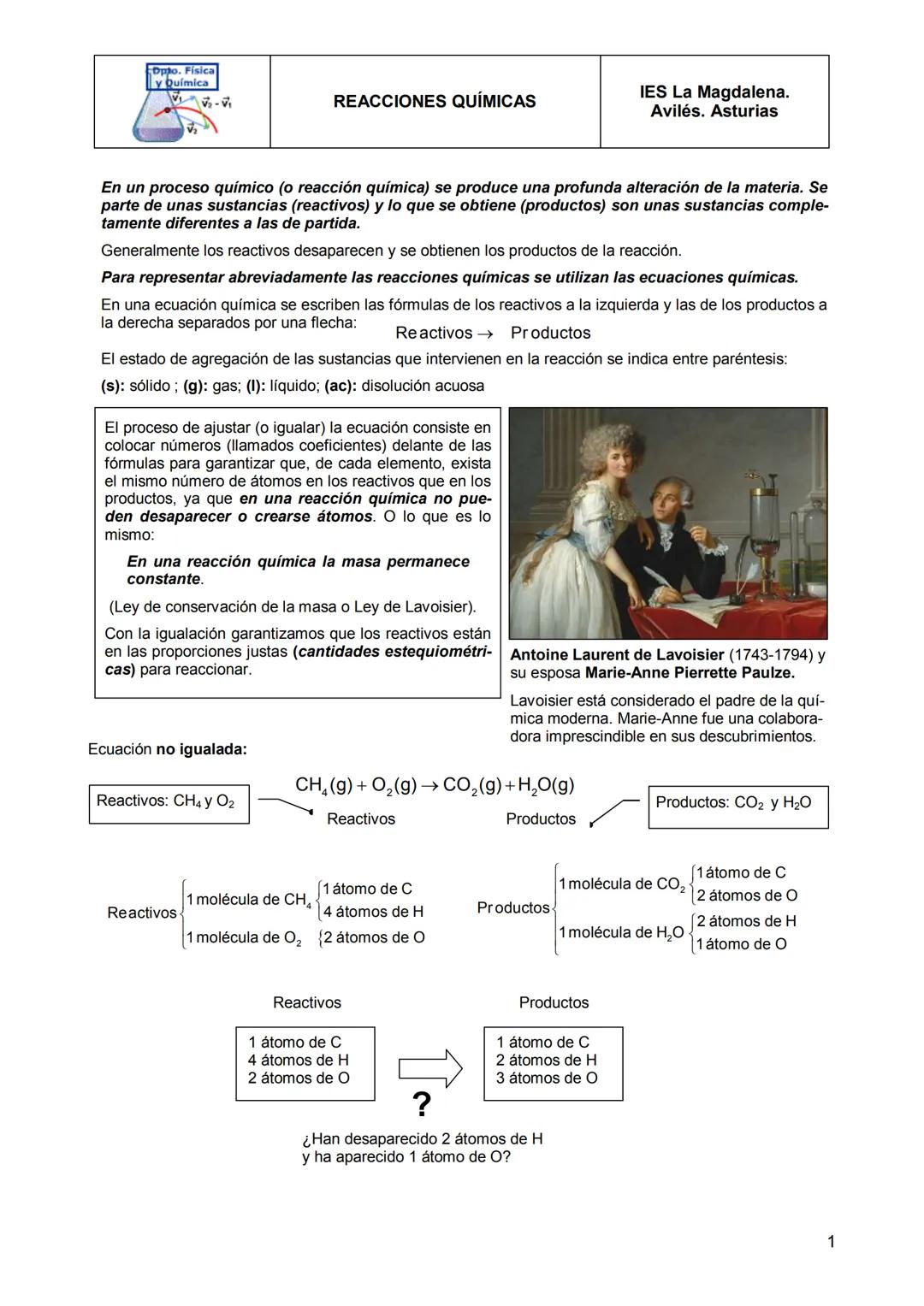 # REACCIONES QUÍMICAS
IES La Magdalena.
Avilés. Asturias
En un proceso químico (o reacción química) se produce una profunda alteración de