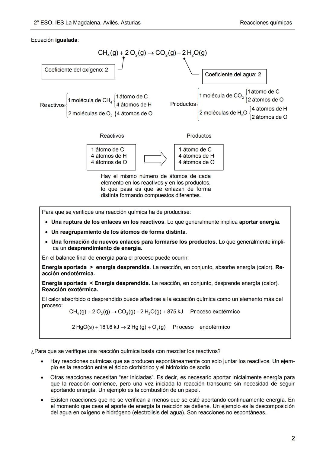 # REACCIONES QUÍMICAS
IES La Magdalena.
Avilés. Asturias
En un proceso químico (o reacción química) se produce una profunda alteración de