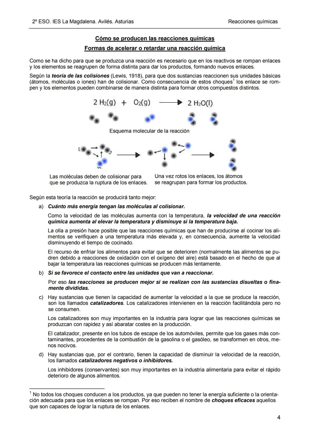 # REACCIONES QUÍMICAS
IES La Magdalena.
Avilés. Asturias
En un proceso químico (o reacción química) se produce una profunda alteración de