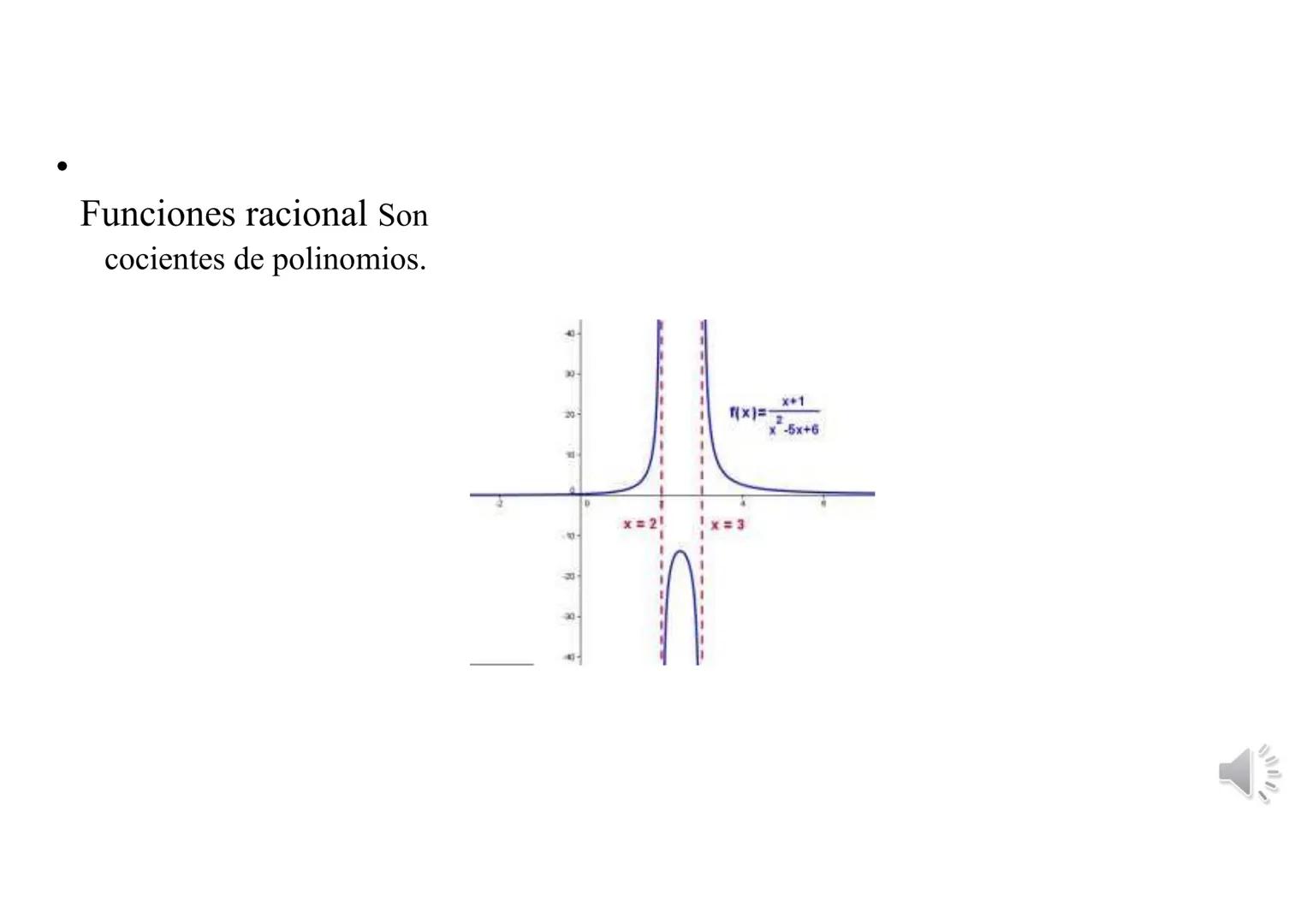 ESTUDIO DE FUNCIONES
Concepto y Dominio
• ¿Qué es una función?
●
Una función es una fórmula matemática con dos variables x e y. Xes la varia