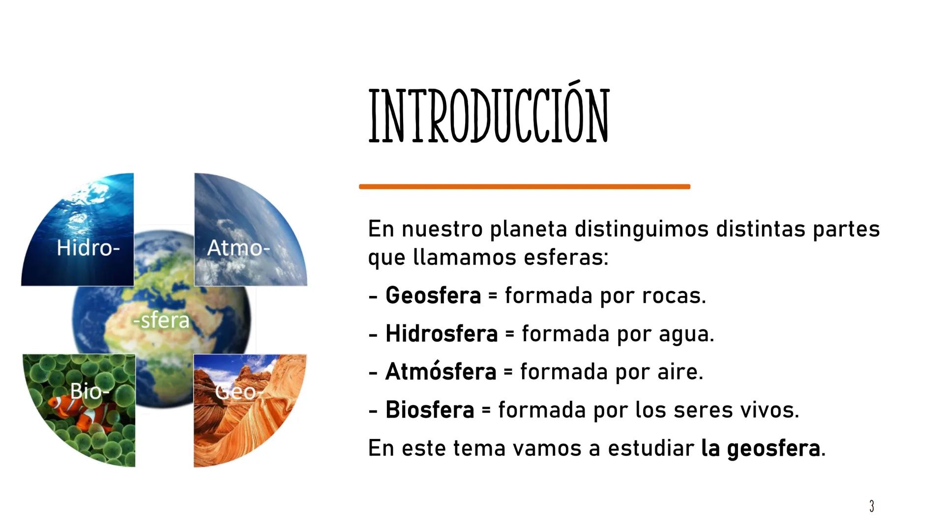LA GEOSFERA
Tema 1 INDICE
1.
2.
Introducción
La Tierra
3.
4. Las rocas
5. El ciclo de las rocas
Los minerales
Tema 1- La geosfera
2 Hidro-
B