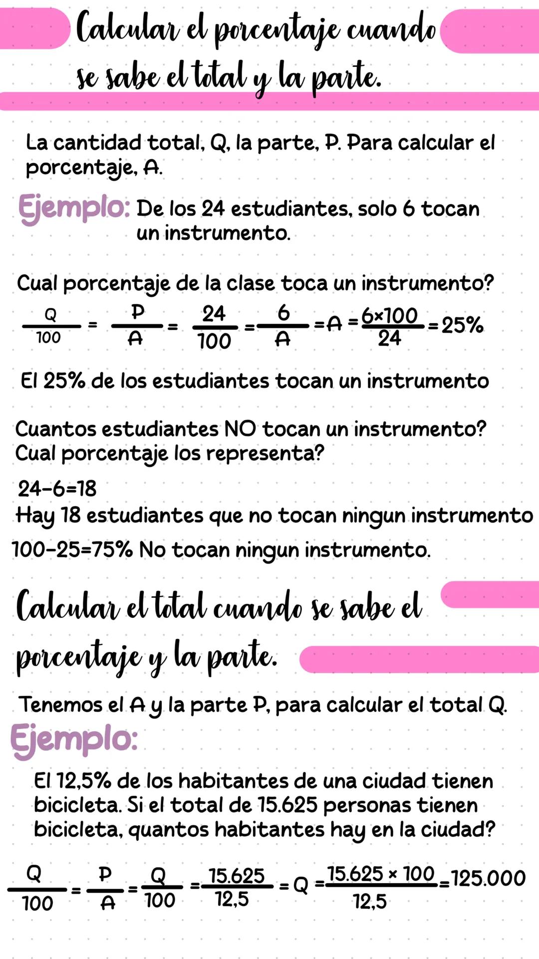 Problemas de porcentajes
Para calcular el tanto por ciento de una
cantidad, A% de Q=P, siempre hay tres
cantidades relacionadas.
A= Porcenta