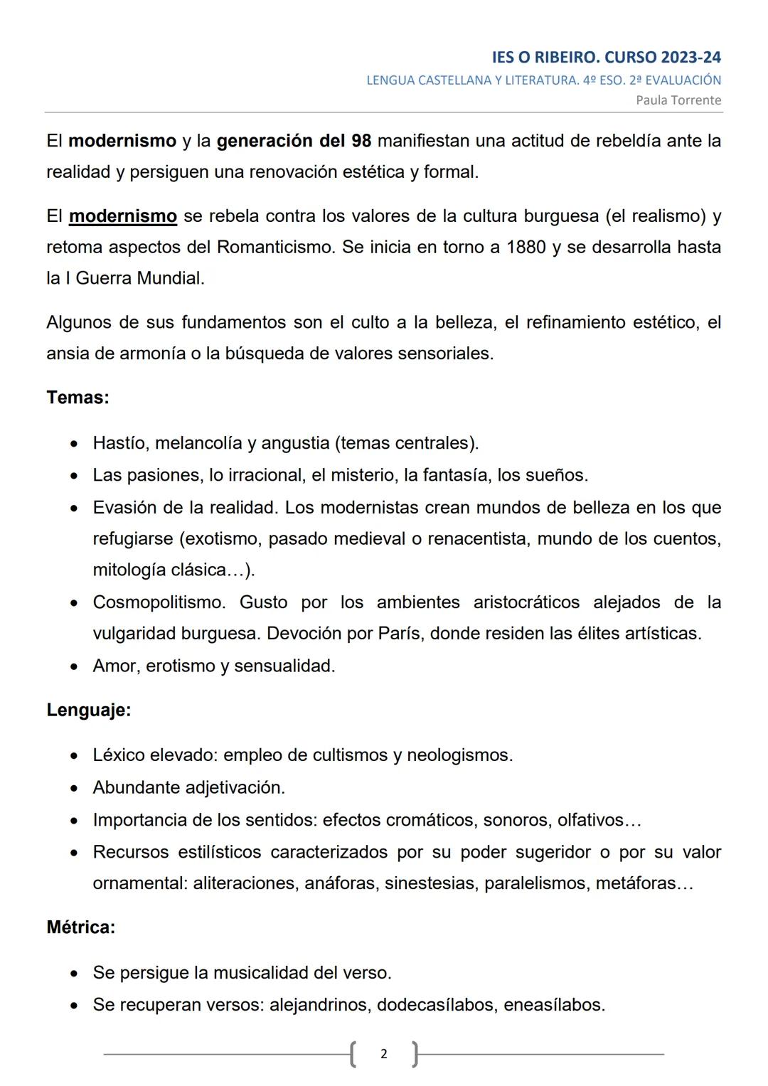 Monarquía
parlamentaria
con Alfonso XIII.
3.3. EL MODERNISMO Y LA GENERACIÓN DEL 98
Contexto histórico de finales del siglo XIX e inicio del