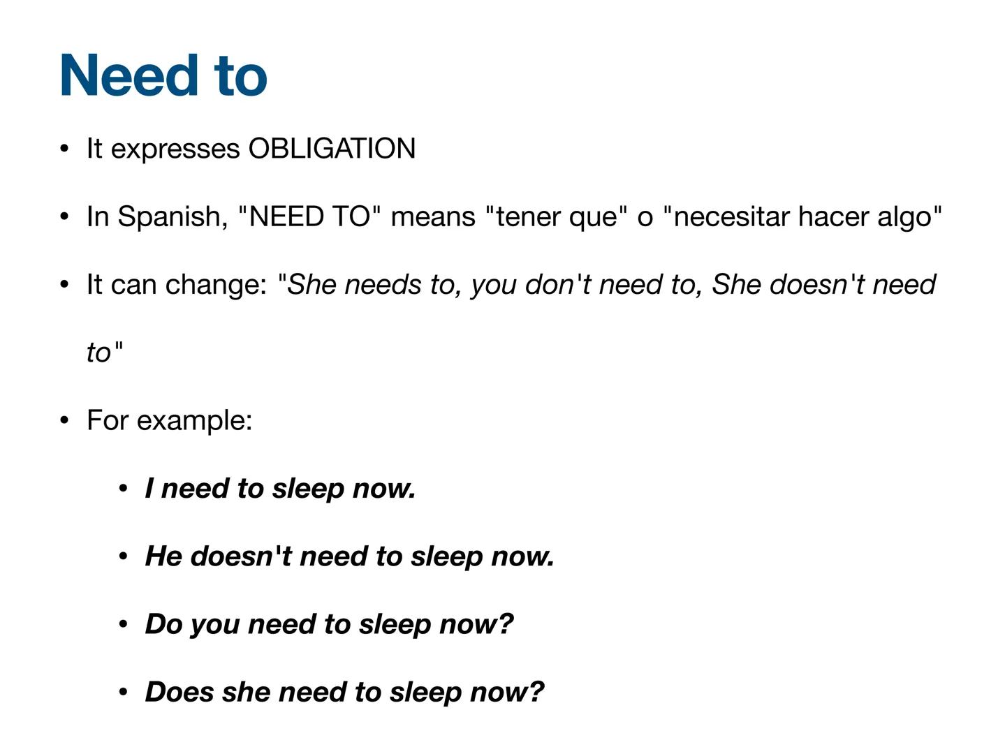 Modal Verbs
English
Juan Carlos T. Modal Verbs
They are followed by INF without "to"
They do NOT change their form (*she cans, she canned, s