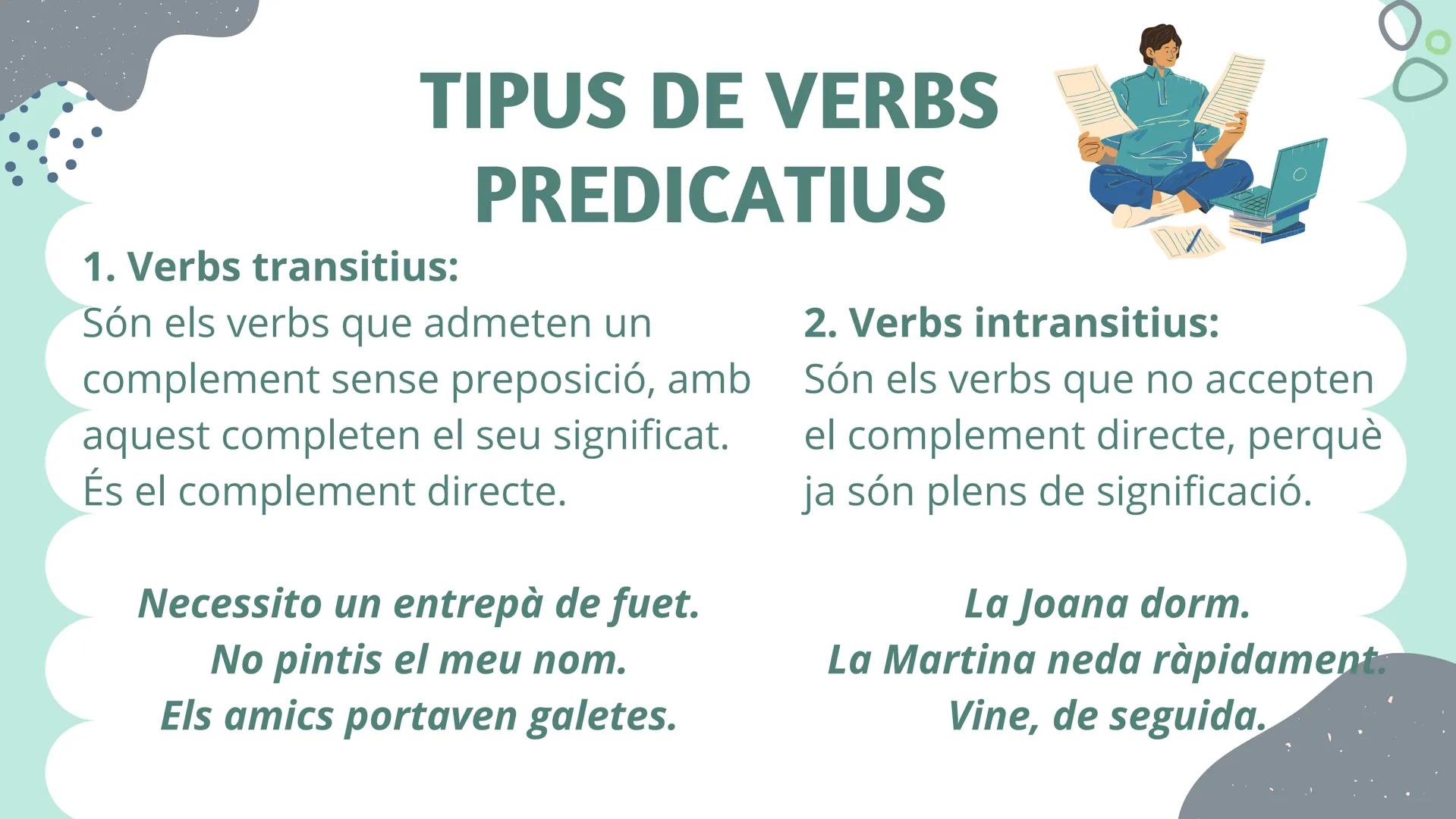 El sintagma verbal
i els
P
4
A
K
K
M
F
A
0
P
complements
del verb # SINTAGMA VERBAL
L'estructura gramatical formada per un verb
i els seus