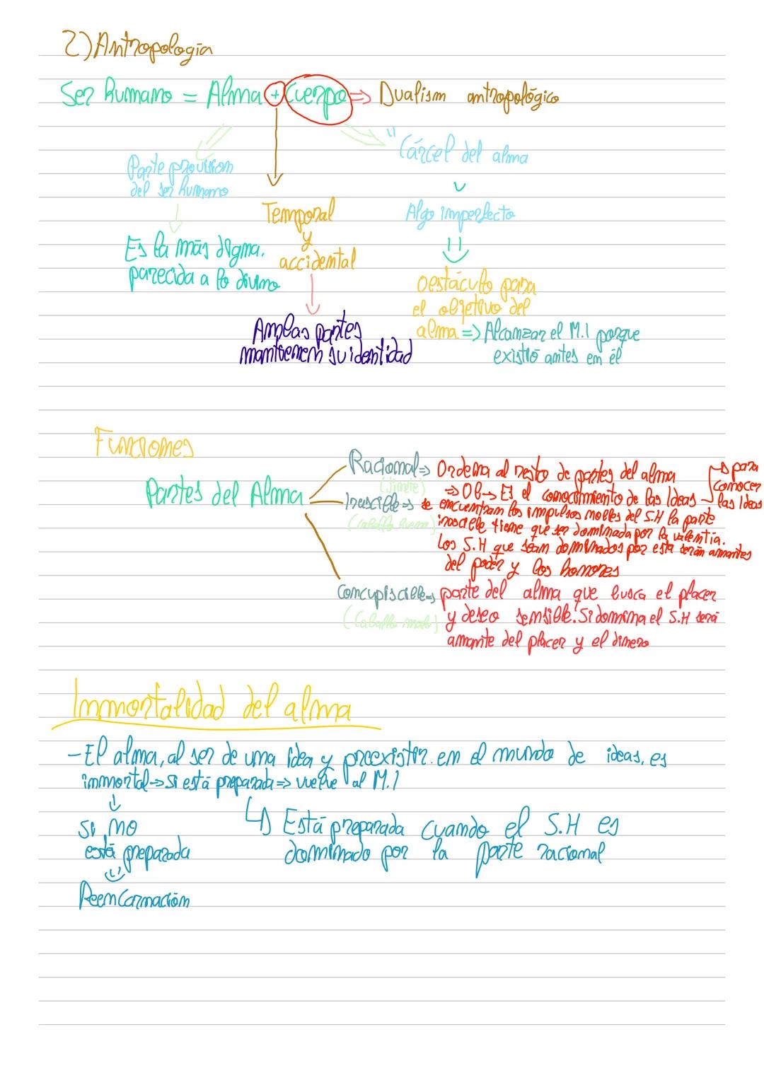 2) Antropologia
Se? Rumamo - Alma Cuerpo Dualism antropológico.
Pante provision
del so Kumamo
Temporal
Es la mas digma, accidental
pareci
