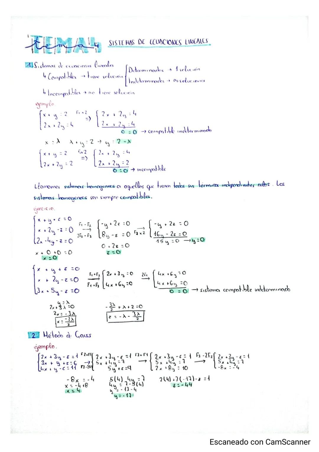 Sistemas de ecuaciones lineales