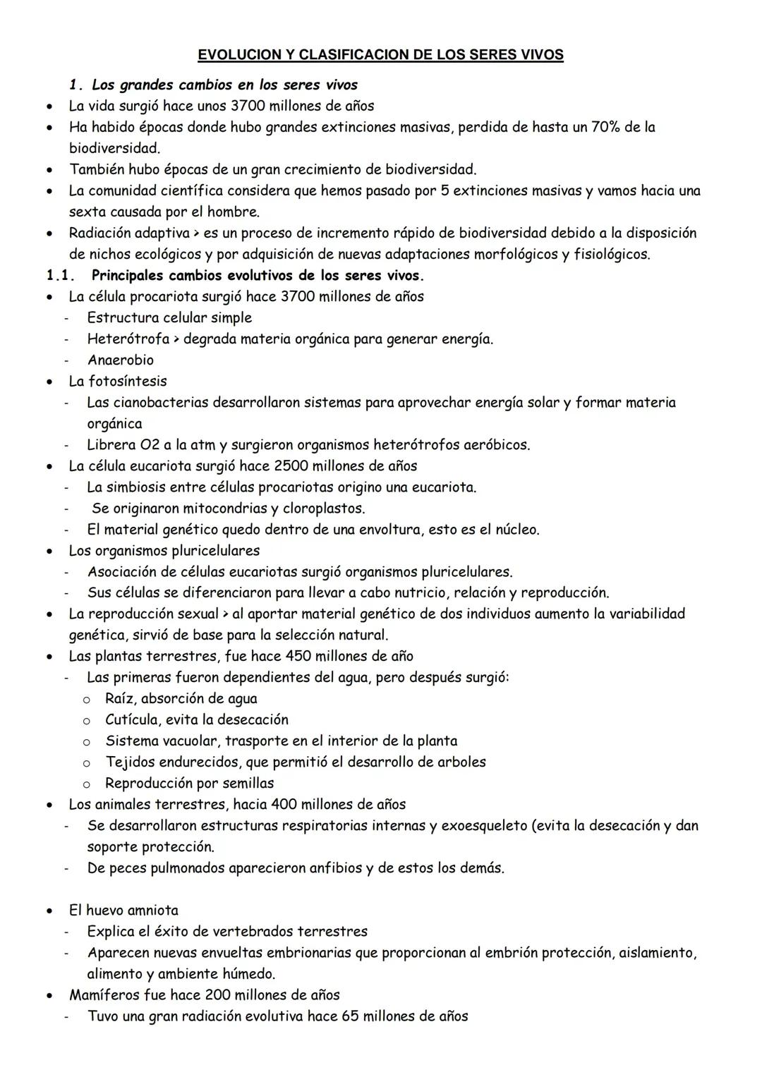Evolución y clasificación de los seres vivos