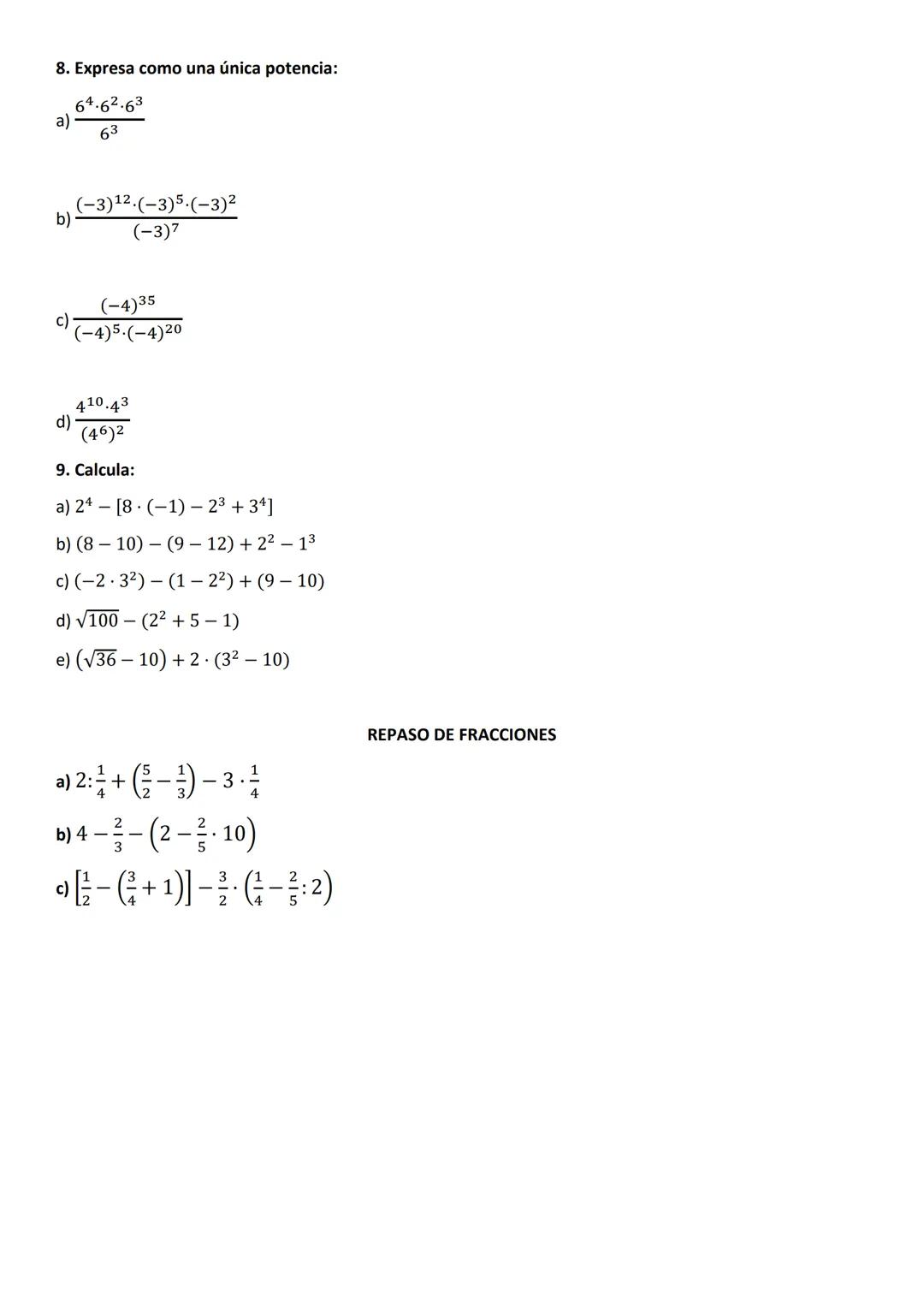 # OPERACIONES CON NÚMEROS ENTEROS.
Regla para operar sumas y restas:
Si tienen el mismo signo:
- Se suman.
- Se pone el mismo signo.
Si