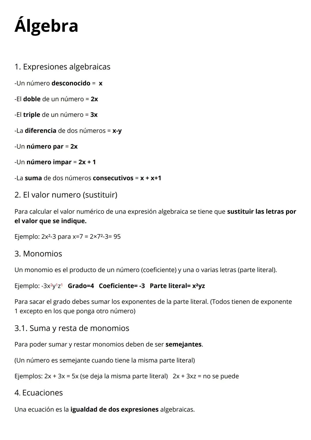 Álgebra 1 eso