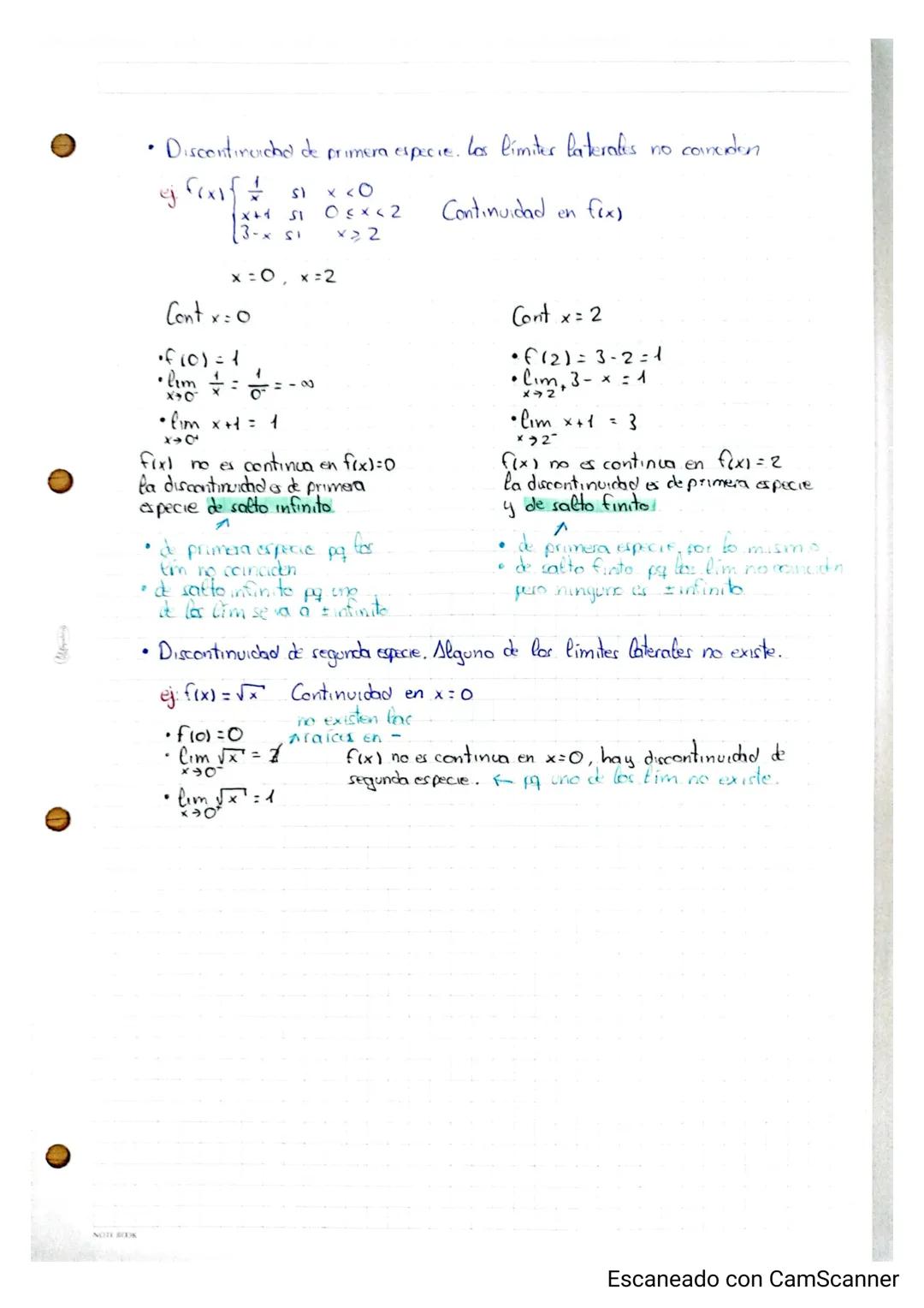 Suttogo
CONTINUIDAD Y DERIVABILIDAD
Una función es continua en x = as existe fral concide con los limites lateroles, en ove
punto.
.in
y
ej: