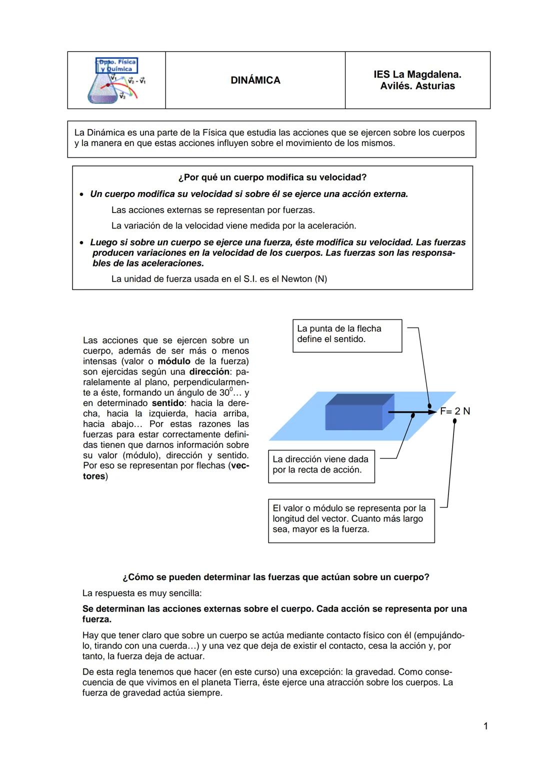 Dpto. Física
y Química
DINÁMICA
IES La Magdalena.
Avilés. Asturias
La Dinámica es una parte de la Física que estudia las acciones que se eje