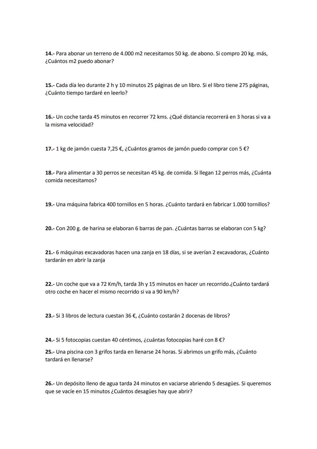 PROBLEMAS DE REGLA DE TRES SIMPLE DIRECTA E INVERSA.
INSTRUCCIONES:
1. Los ejercicios deben realizarse en el cuaderno copiando los enunciado