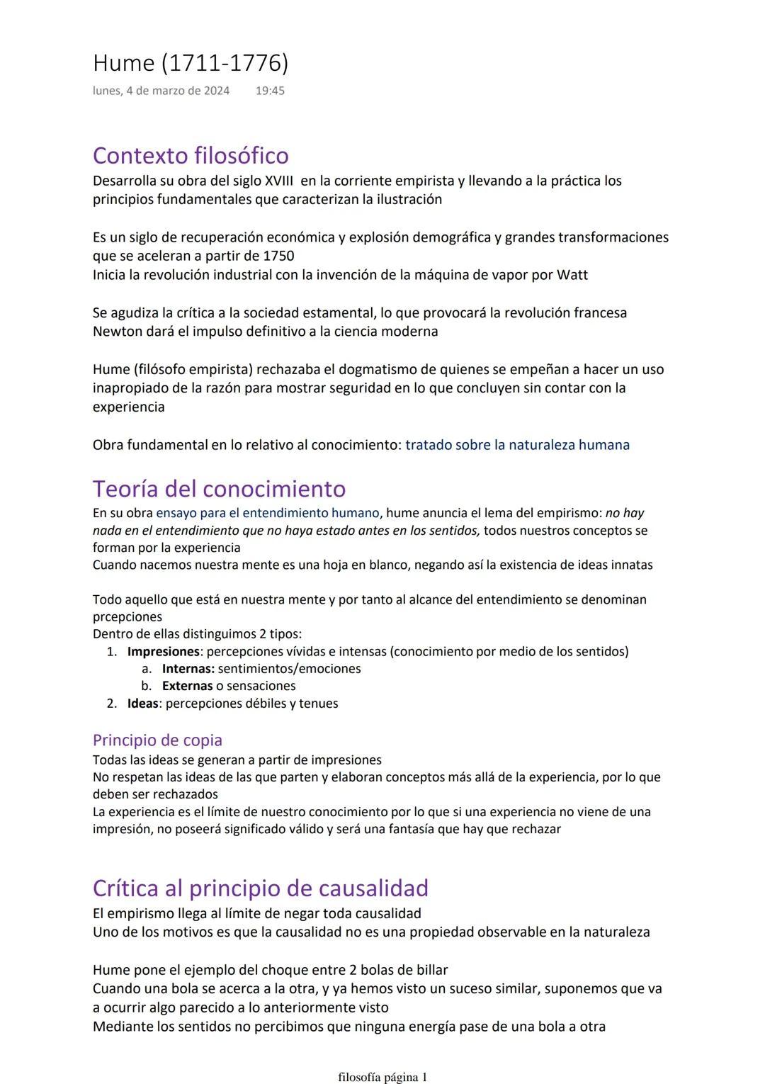 Apuntes Hume