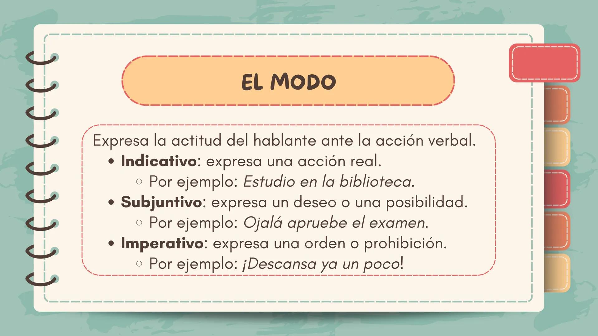 J J J J J J J J )
Lengua Castellana y Literatura
El verbo ССС
DEFINICIÓN
Expresa acciones, estados o procesos. Varía para
indicar tiempo, mo