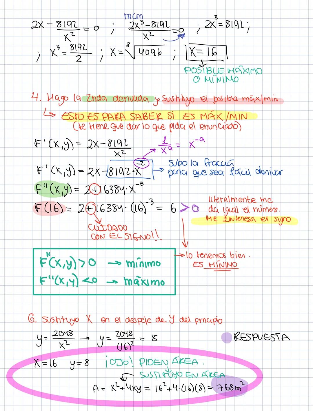 Angela Cross Bach.
Apuntes optimIZACIÓN
1. Graneno de base cuadrada, debe tenen 2048 m³ de wlumes.
olmensiones que requiere in minimo de sup