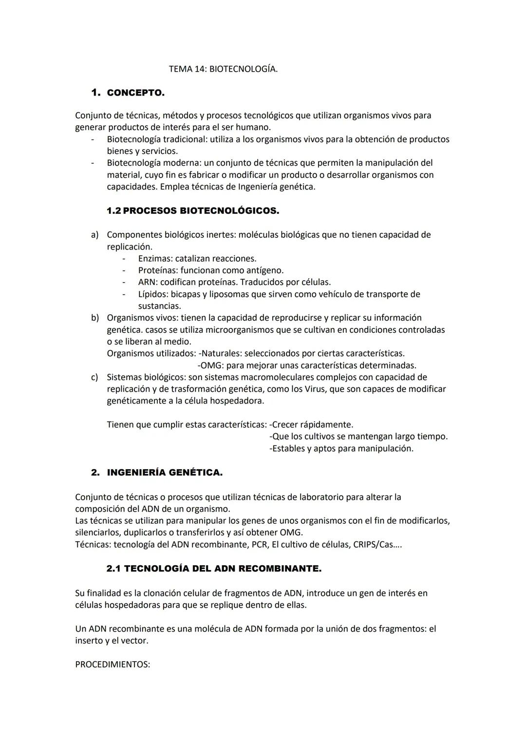 Tema 14 : Biotecnología 2bach