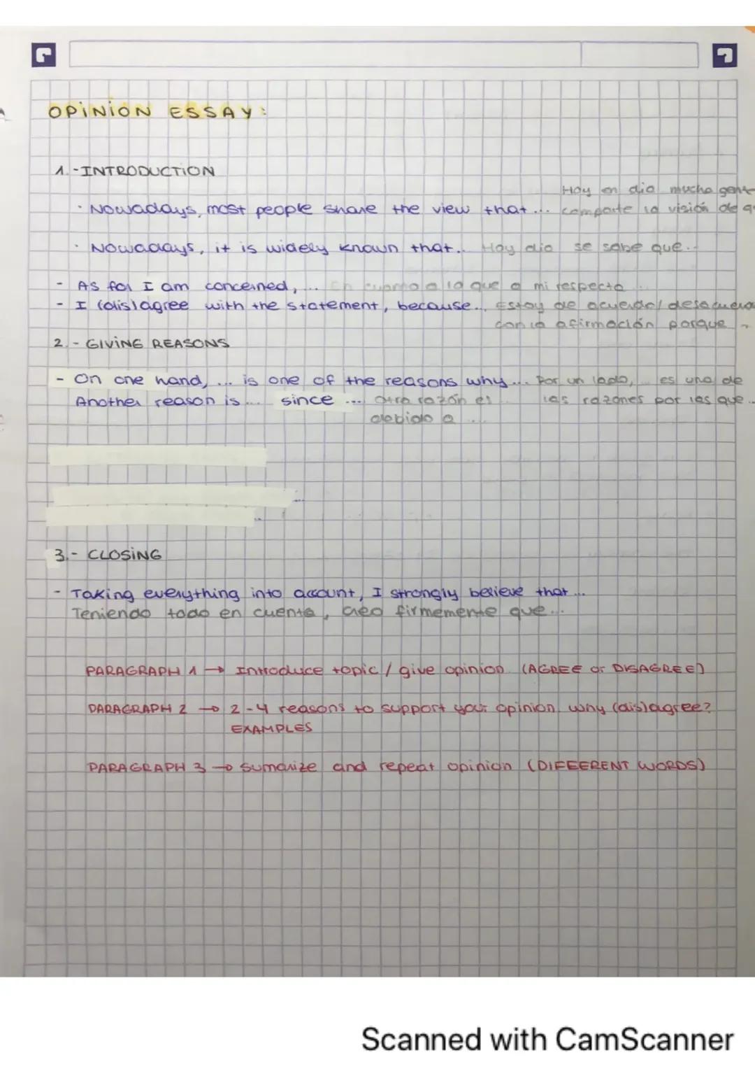 ESTRUCTURAS WRITING PARA SELE