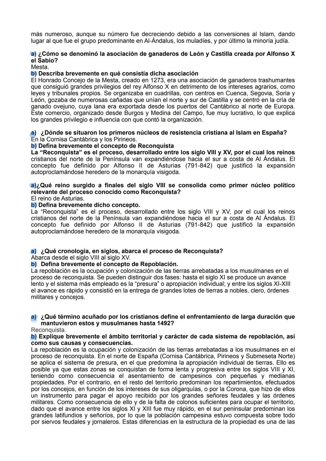 PREGUNTAS CORTAS HISTORIA.
Pregunta 1 (Antigüedad y Edad Media):
a) ¿Qué monarquía reinaba en la Península en el 711?
Monarquía Visigoda.
b