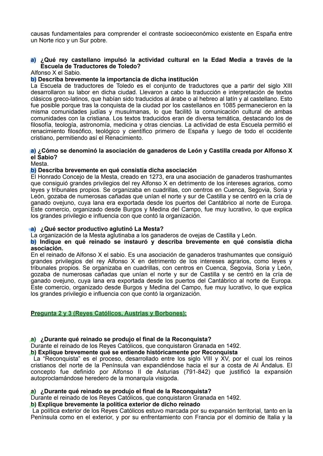 PREGUNTAS CORTAS HISTORIA.
Pregunta 1 (Antigüedad y Edad Media):
a) ¿Qué monarquía reinaba en la Península en el 711?
Monarquía Visigoda.
b