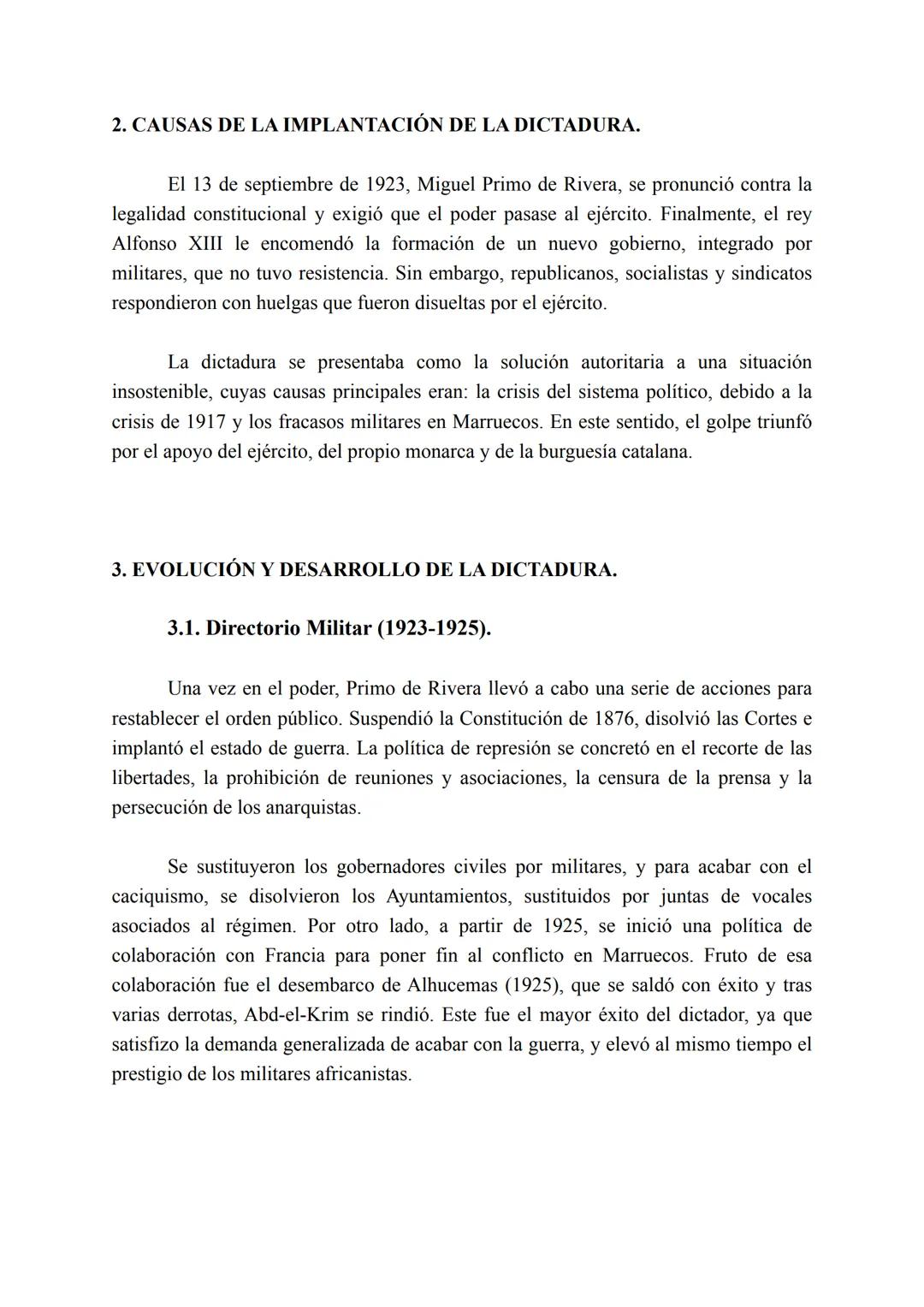 TEMA DE SELECTIVIDAD 7
LA DICTADURA DE PRIMO DE RIVERA (1923-1930)
ÍNDICE
1. Introducción.
2. Causas de la Implantación de la Dictadura.
3.
