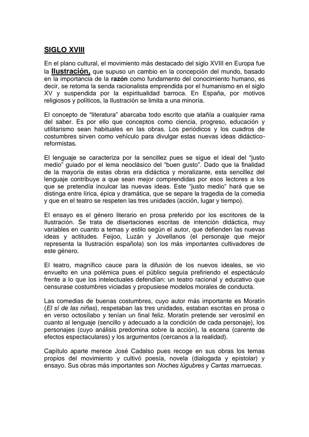 SIGLO XVIII
En el plano cultural, el movimiento más destacado del siglo XVIII en Europa fue
la Ilustración, que supuso un cambio en la conce