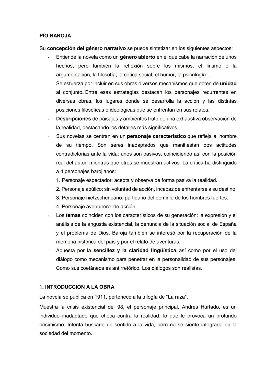 PÍO BAROJA
Su concepción del género narrativo se puede sintetizar en los siguientes aspectos:
Entiende la novela como un género abierto en e