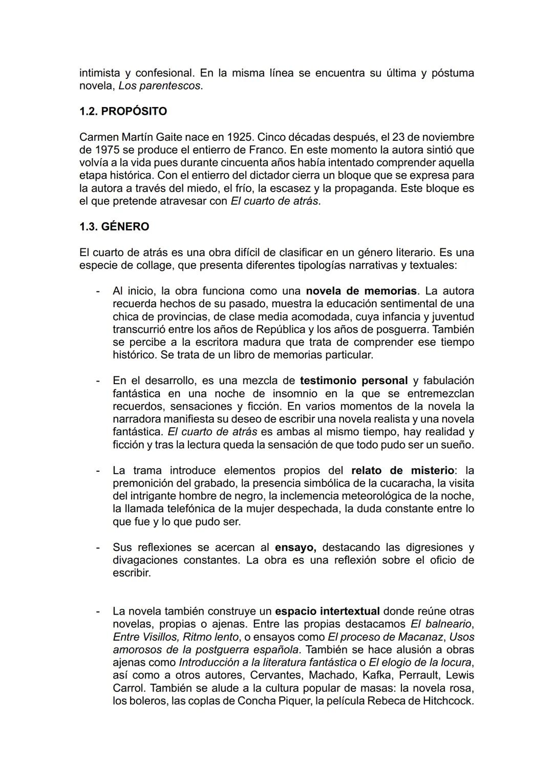 # GUÍA DE LECTURA
EL CUARTO DE ATRÁS
CARMEN MARTÍN GAITE
1. INTRODUCCIÓN A LA OBRA
1.1. LA AUTORA
Carmen Martín Gaite nace en 1925, en Sa