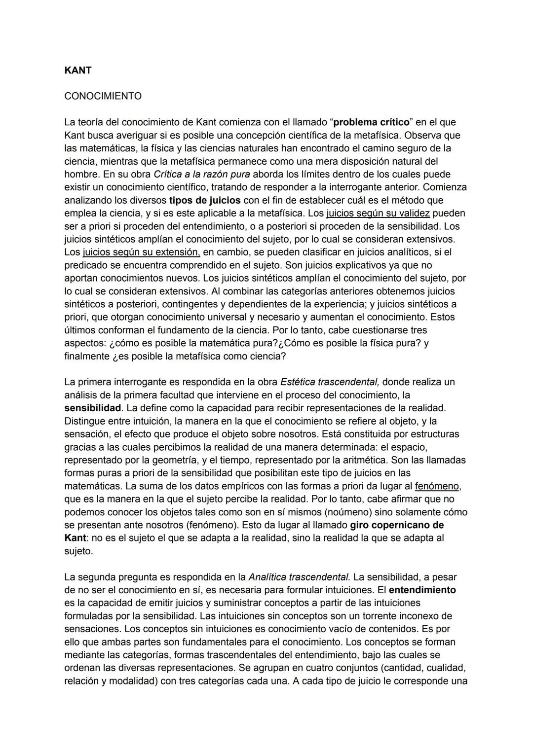 # KANT
CONOCIMIENTO
La teoría del conocimiento de Kant comienza con el llamado "problema crítico" en el que
Kant busca averiguar si es pos