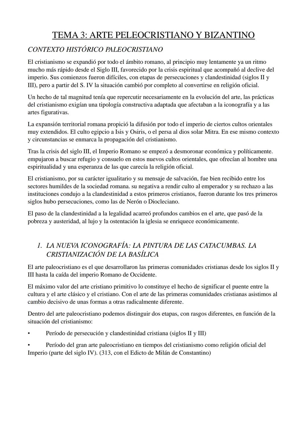 # TEMA 3: ARTE PELEOCRISTIANO Υ ΒΙΖΑΝΤΙΝΟ
CONTEXTO HISTÓRICO PALEOCRISTIANO
El cristianismo se expandió por todo el ámbito romano, al prin