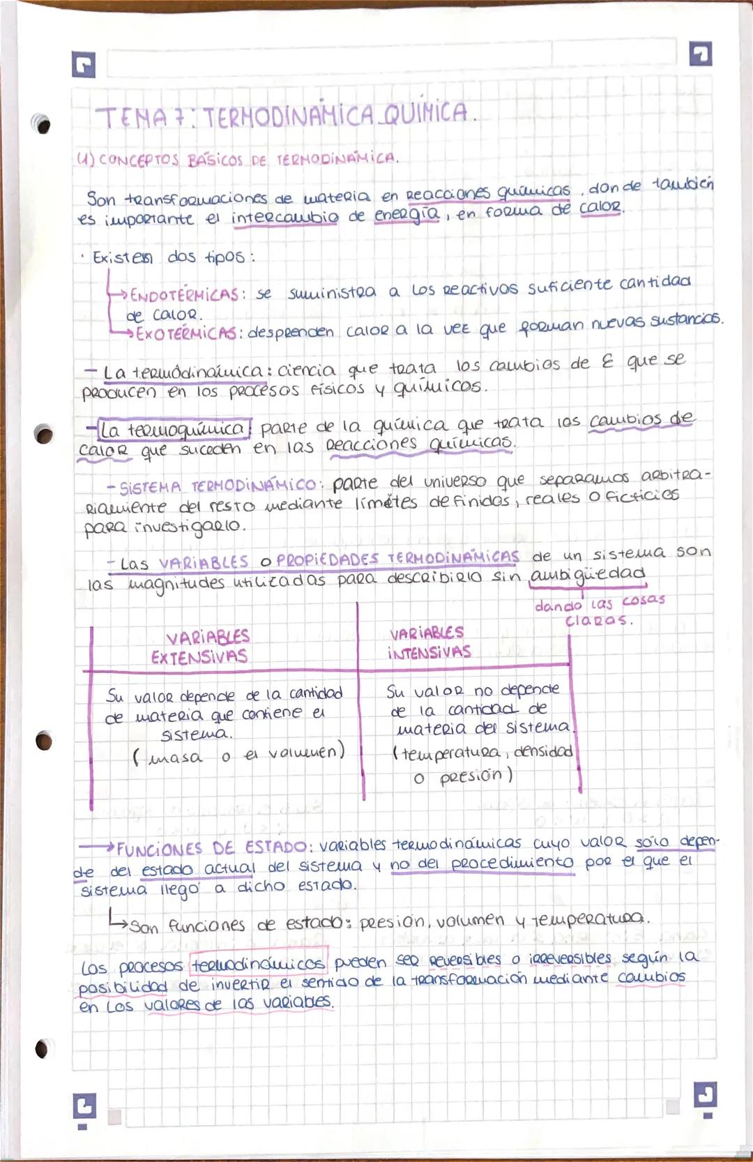 TEMA:
ENA 7: TERMODINAMICA QUÍMICA.
4) CONCEPTOS BASICOS DE TERMODINAMICA.
Son transformaciones de materia en Reacciones químicas, donde tam