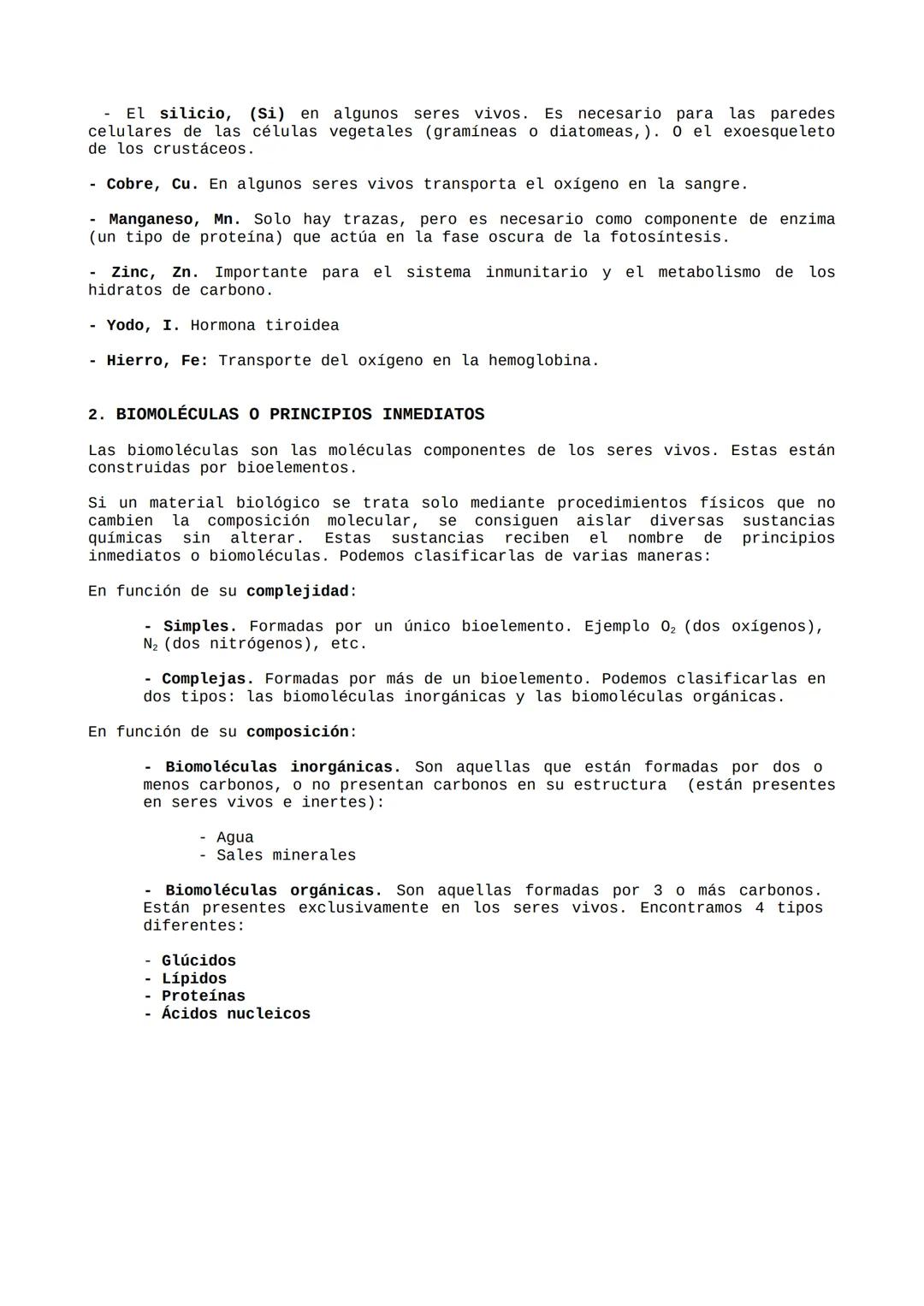 TEMA 1. La base físico química de la
vida.
Índice:
1. Bioelementos
2. Biomoléculas
3. Agua
4. Sales minerales
5. Ósmosis
6. Carácter coloida