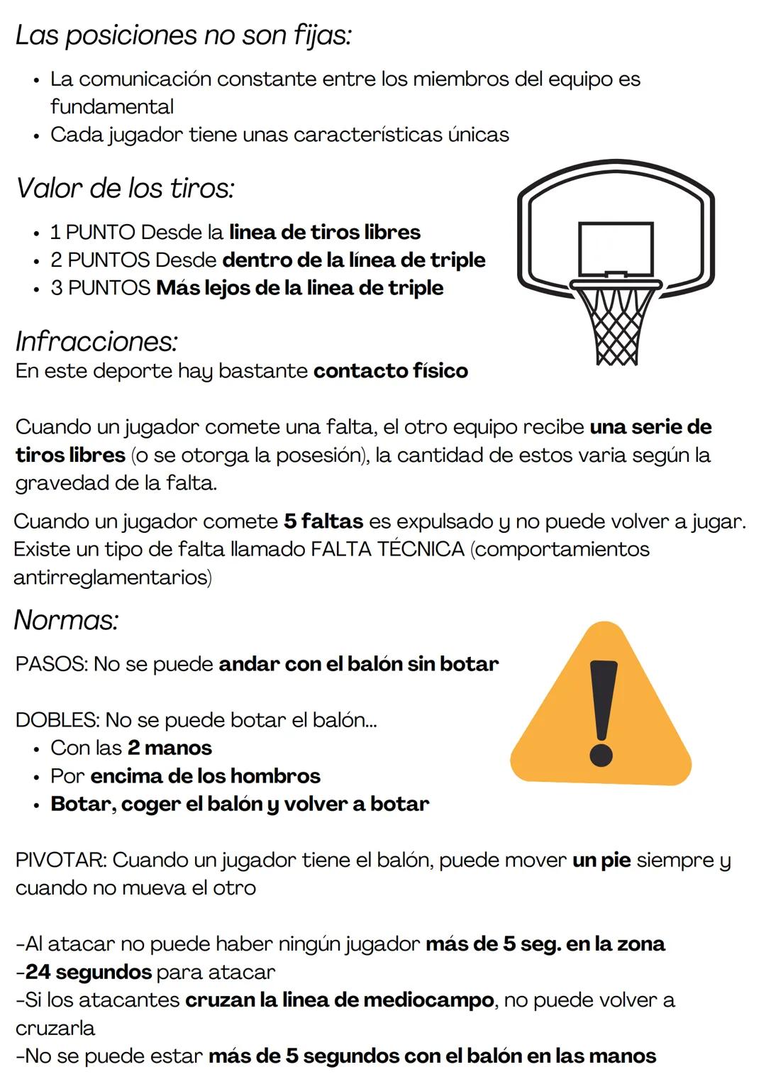 # BALONCESTO
Linea de tiros libres
Zona de tiros
libres
b
Altura aro:
3.05
metros
Linea de 3 puntos
Duración:
- 4 cuartos de 10 minuto