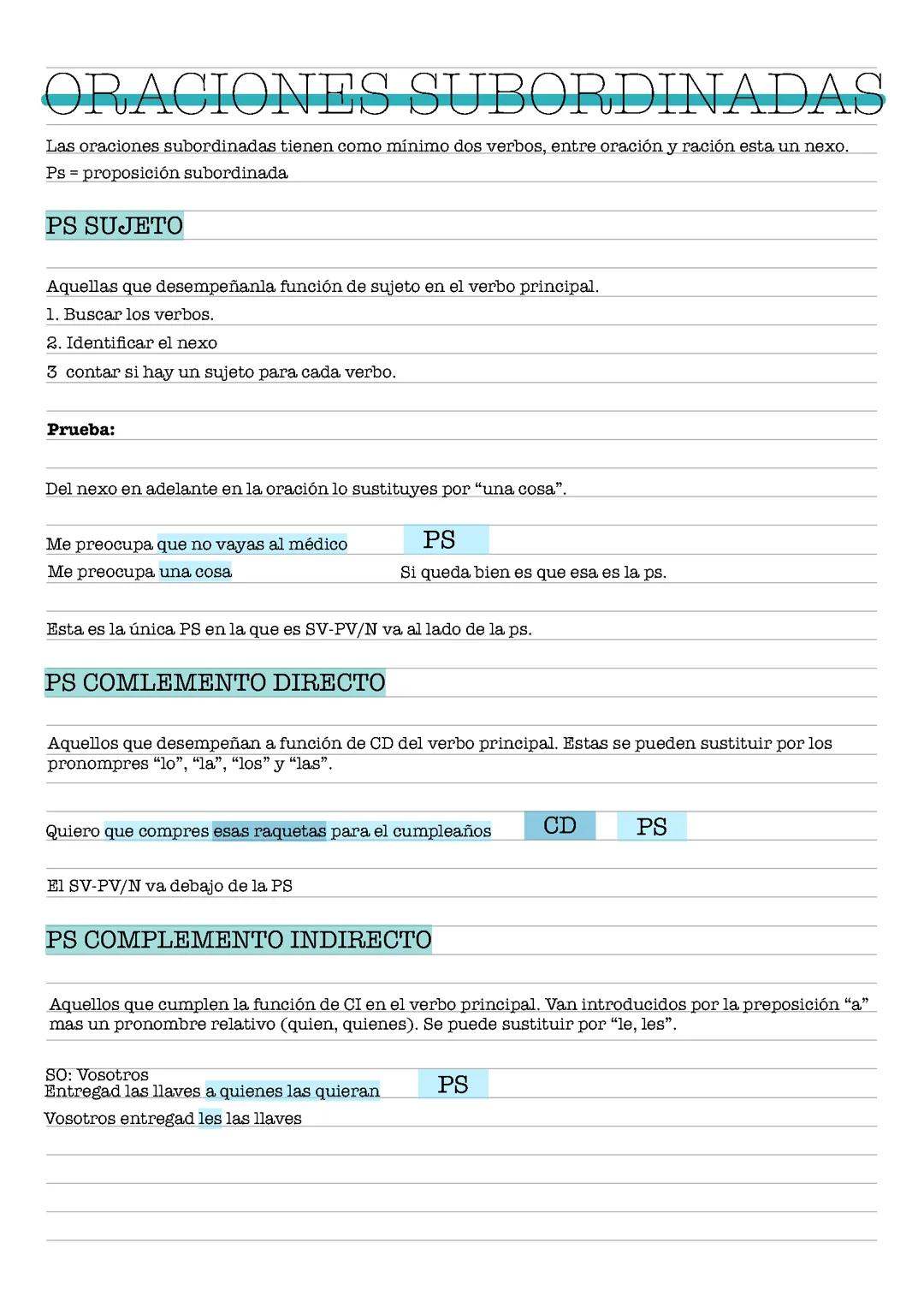 Oraciones subordinadas