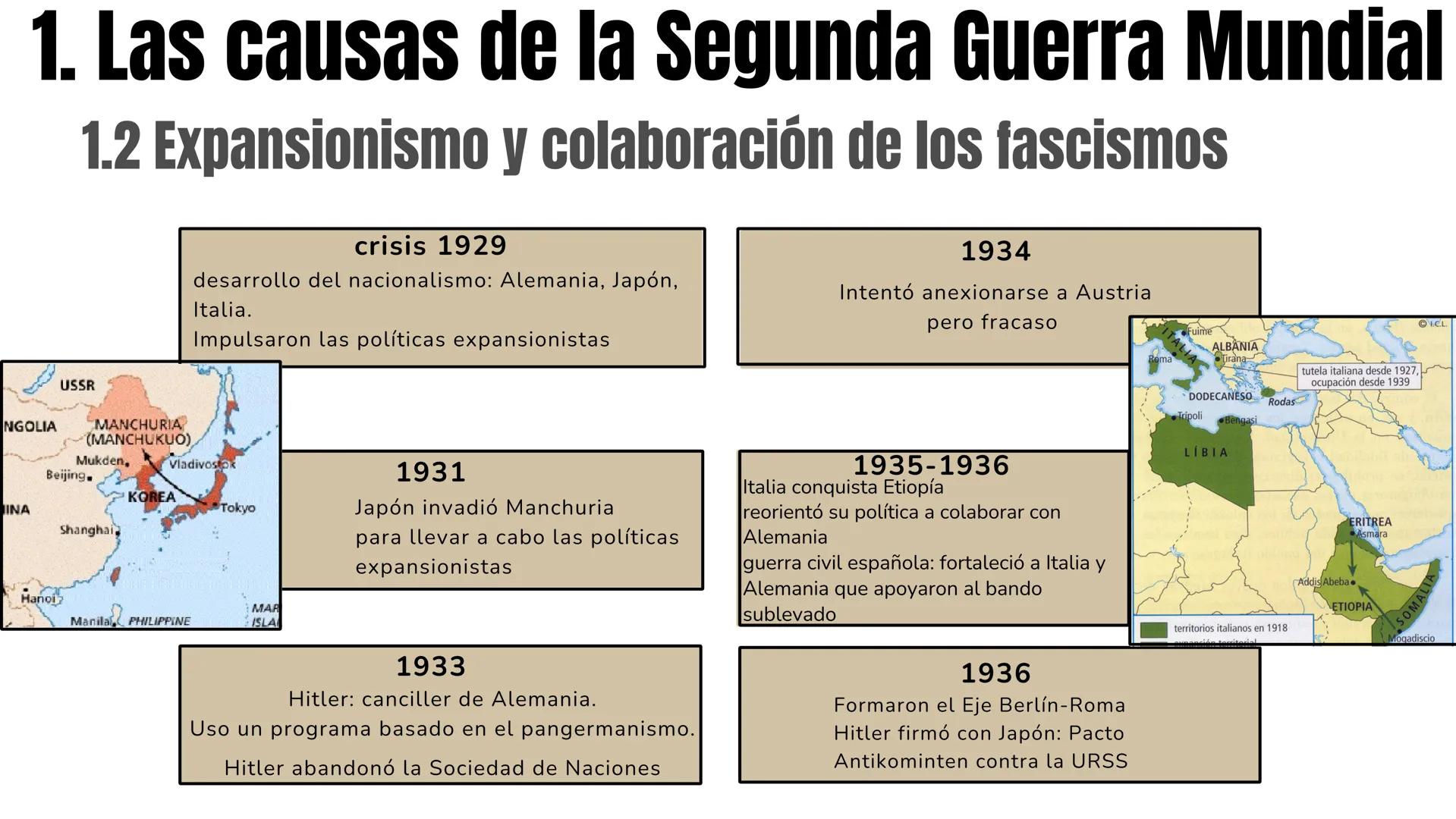 HISTORIA TEMA 7
La Segunda Guerra
Mundial 1. LAS CAUSAS DE LA
SEGUNDA GUERRA MUNDIAL
2. LA OFENSIVA ALEMANA
3. EL CONTRAATAQUE
ALIADO
4. LA