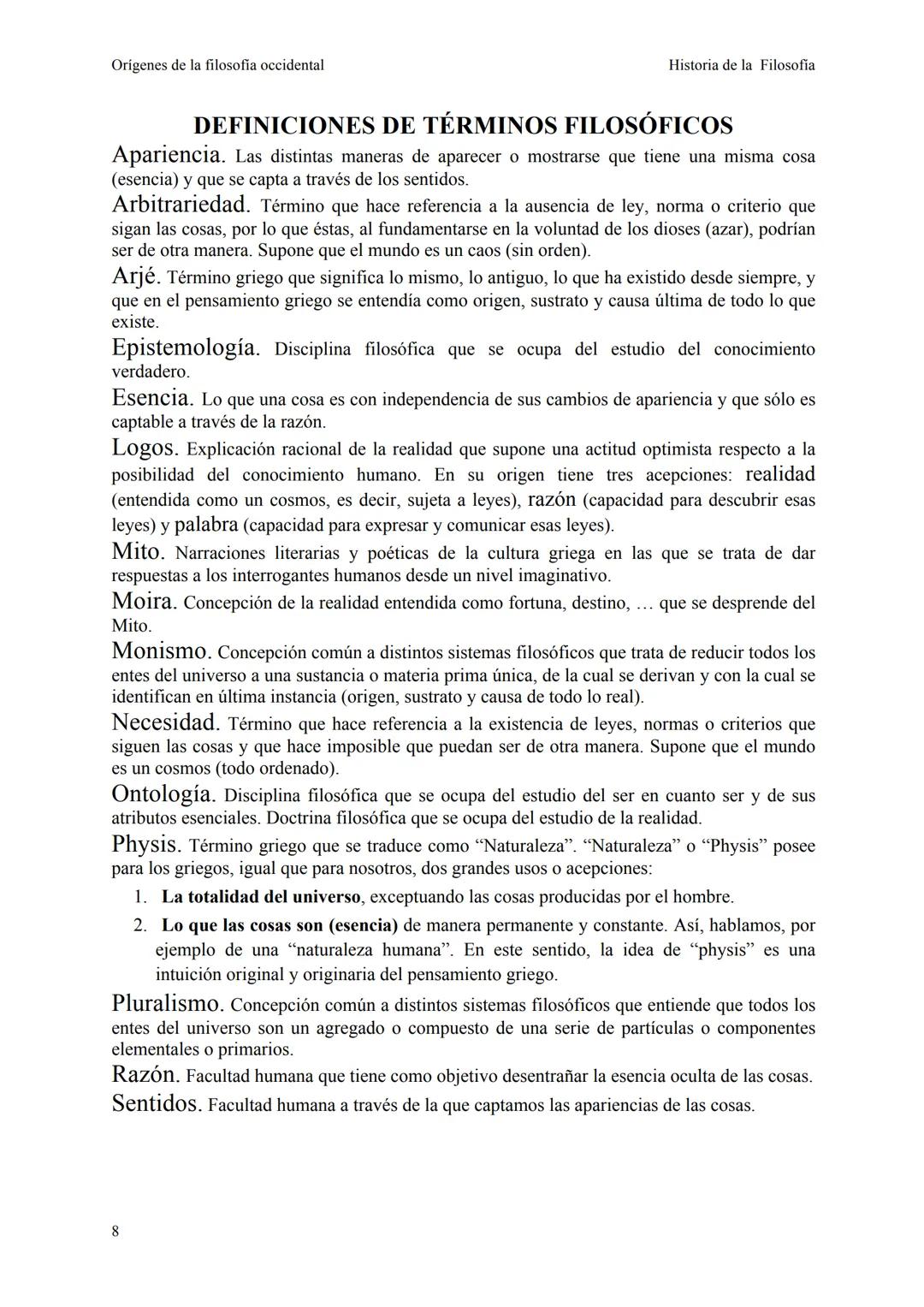 ORÍGENES DE LA FILOSOFÍA
OCCIDENTAL
1. El paso del «Mito» al «Logos>>.
Suele decirse, acertadamente, que la filosofía y la ciencia aparecen