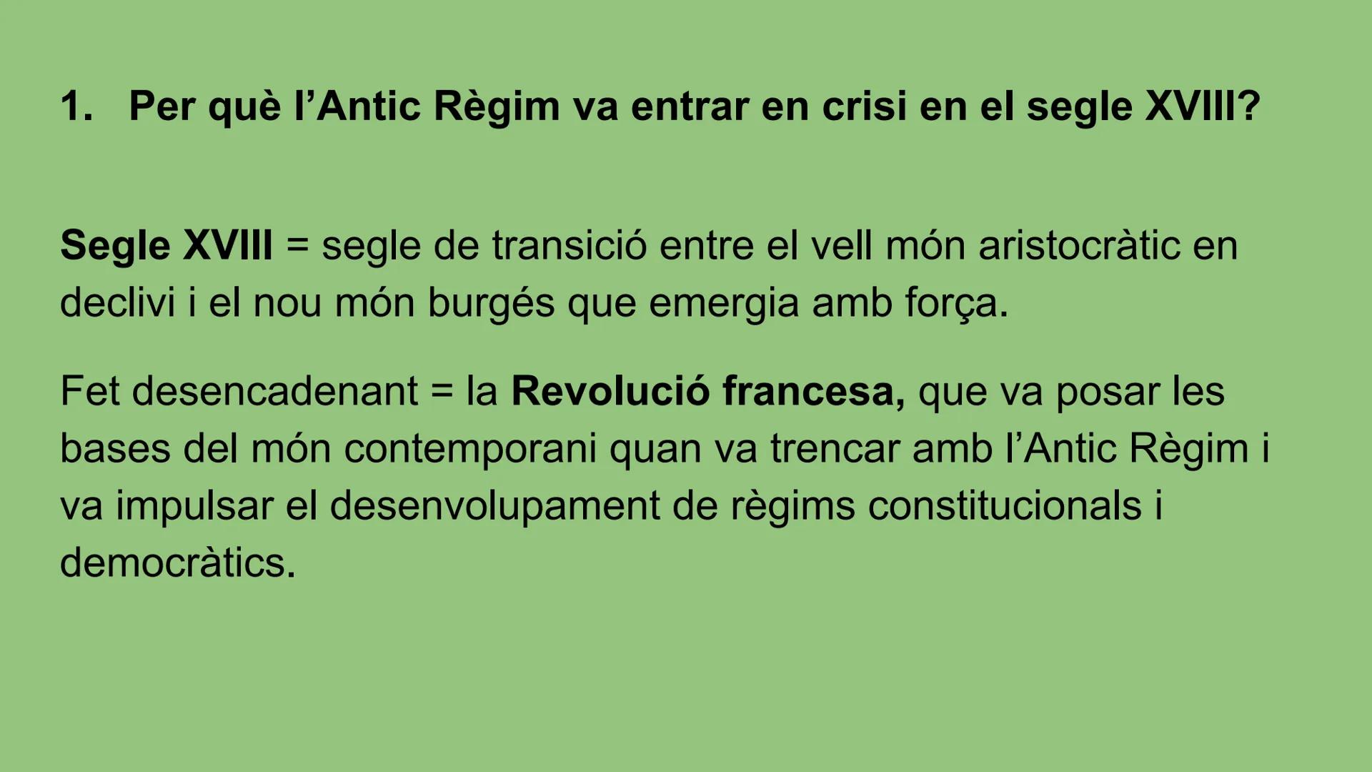 # EL SEGLE XVIII: LA CRISI
## DE L'ANTIC RÈGIM ESPAÑA
EUROPA
Y EEUU
1713
1689
Declaración de Derechos Tratado
en Inglaterra
de Utrecht
1751