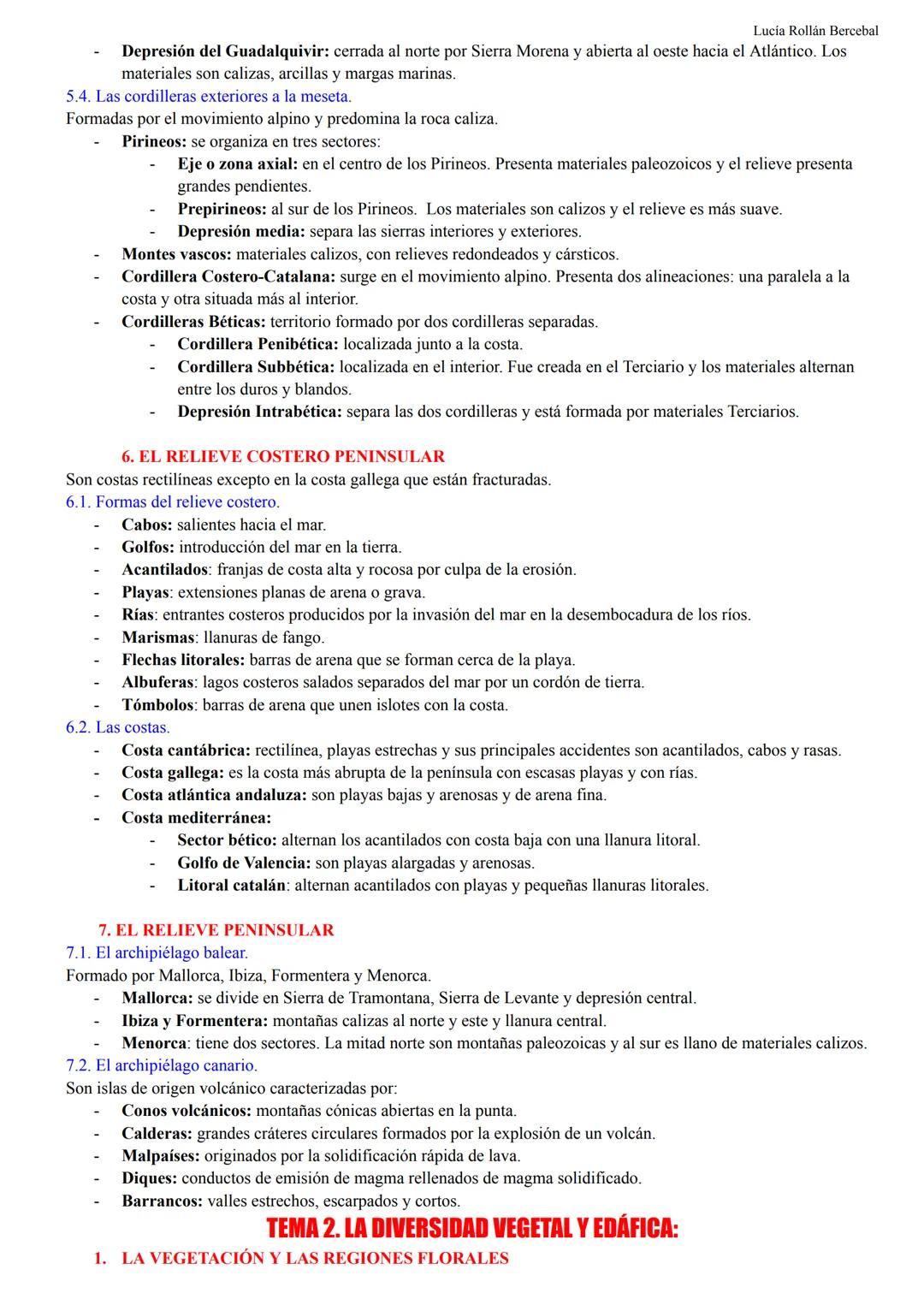 --- OCR Start ---
Lucía Rollán Bercebal
TEMA 1. EL ESPACIO GEOGRÁFICO ESPAÑOL: DIVERSIDAD GEOMORFOLÓGICA
1. EL ESPACIO GEOGRÁFICO ESPAÑOL
Es