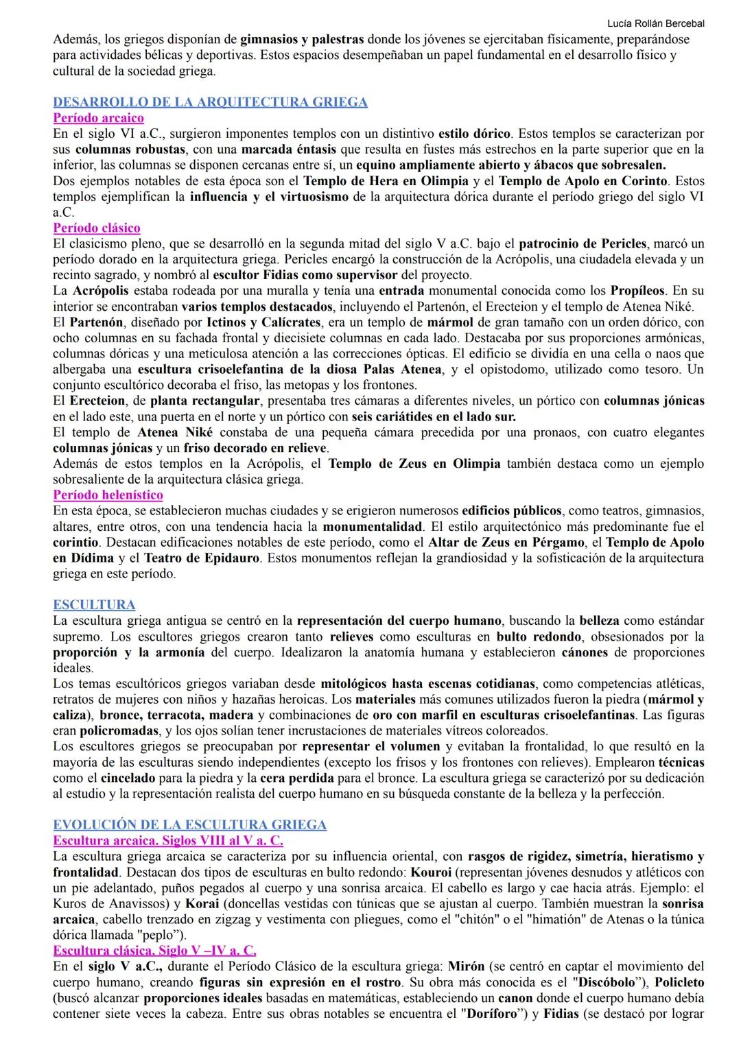 Lucía Rollán Bercebal
HISTORIA DEL
ARTE Lucía Rollán Bercebal
ARQUITECTURA
GRECIA
La arquitectura arquitrabada se caracteriza por su omisi